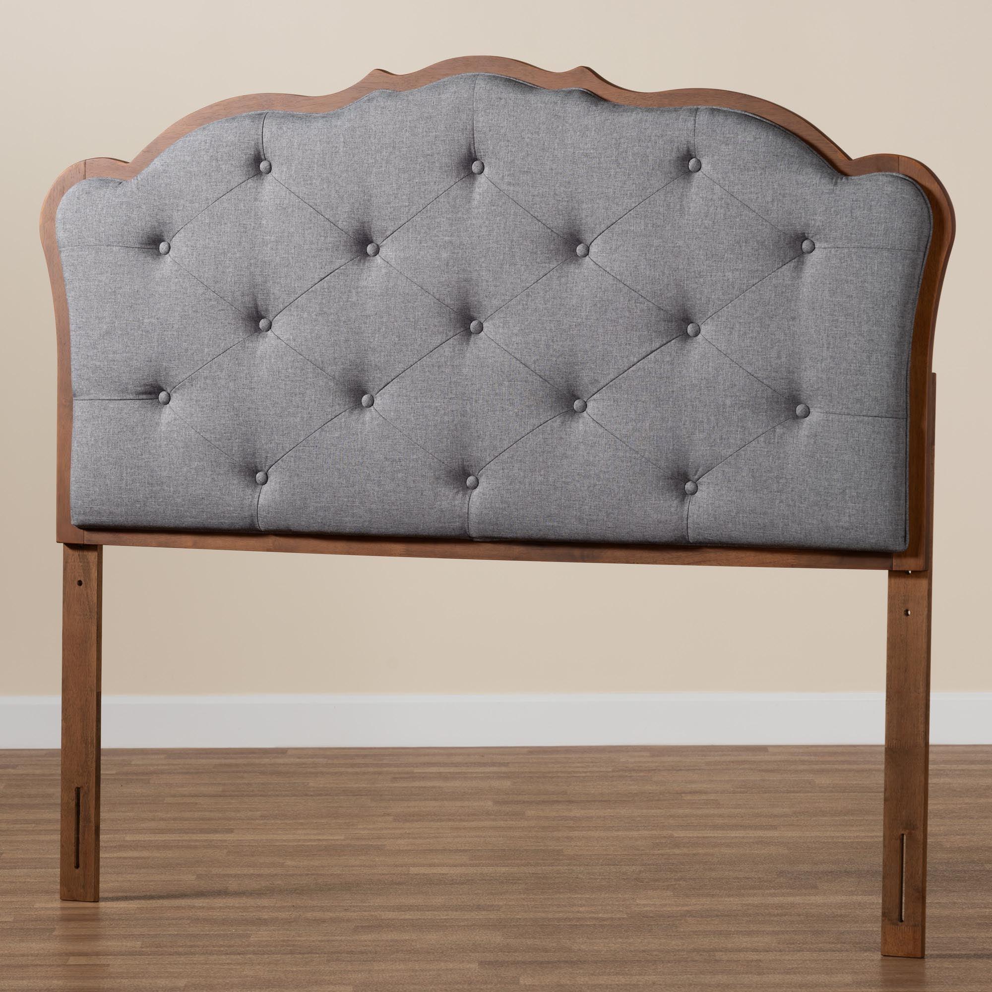 Leandra Classic and Traditional Fabric and Finished Wood Headboard