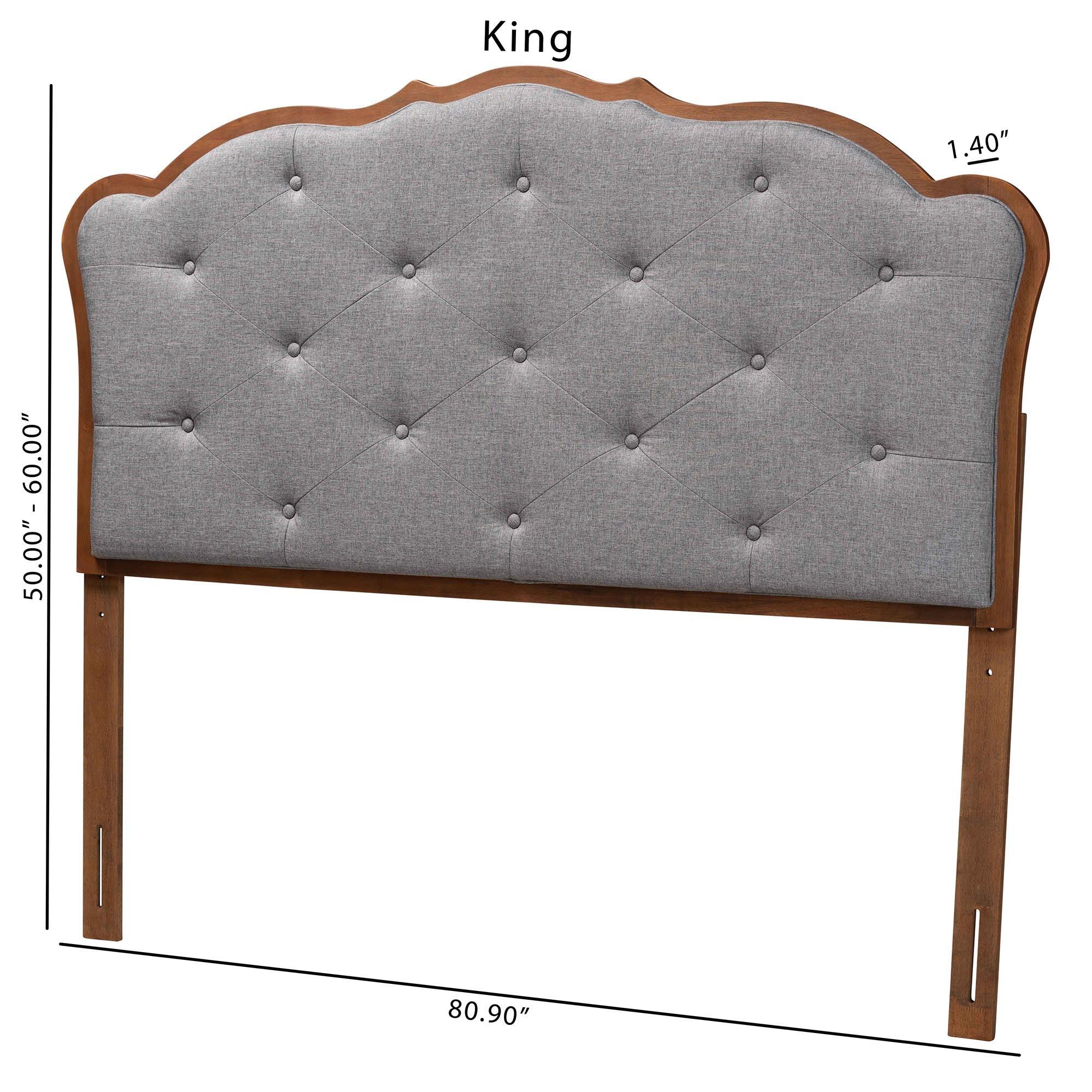 Leandra Classic and Traditional Fabric and Finished Wood Headboard