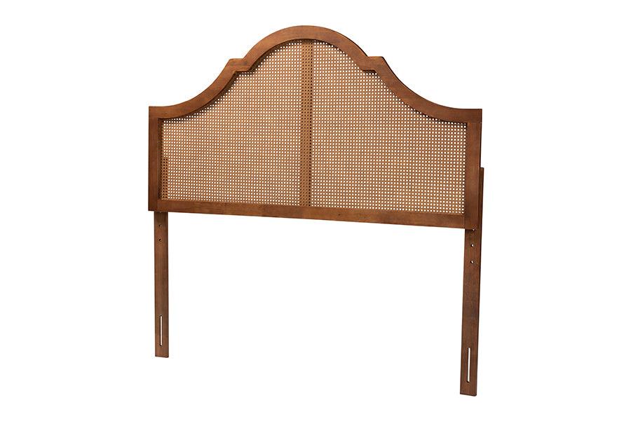 Camila Classic and Traditional Ash Finished Wood Headboard with Rattan