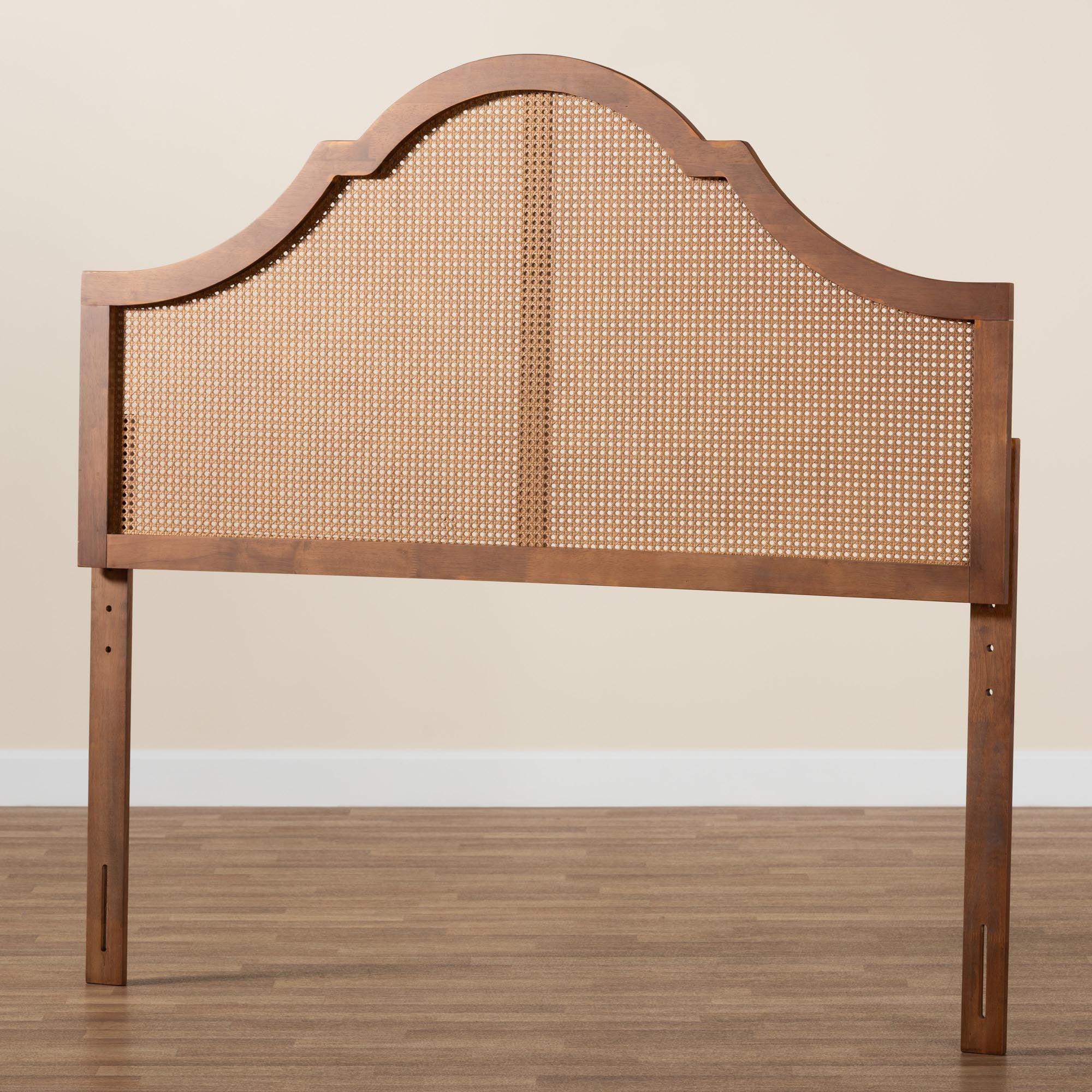 Camila Classic and Traditional Ash Finished Wood Headboard with Rattan