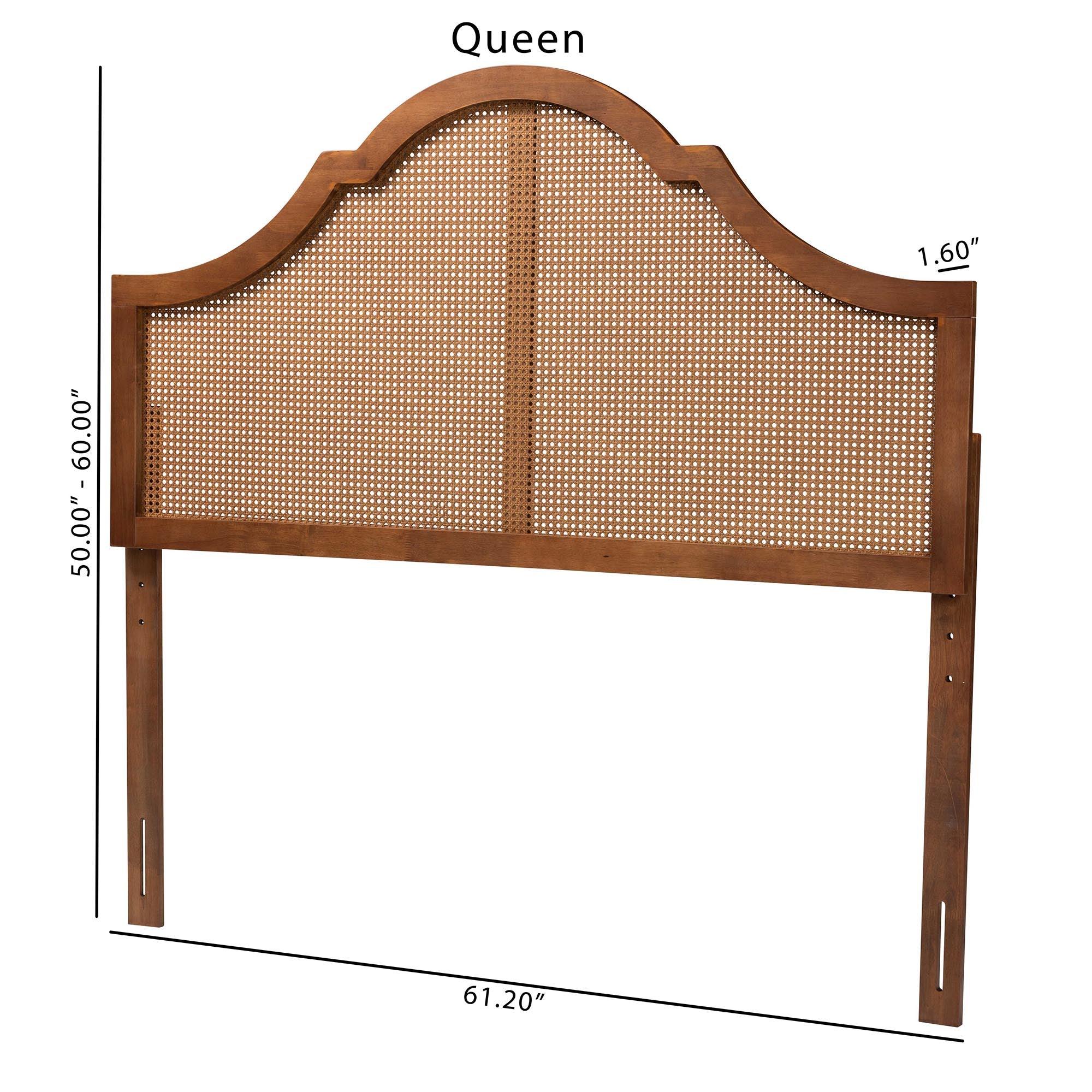 Camila Classic and Traditional Ash Finished Wood Headboard with Rattan