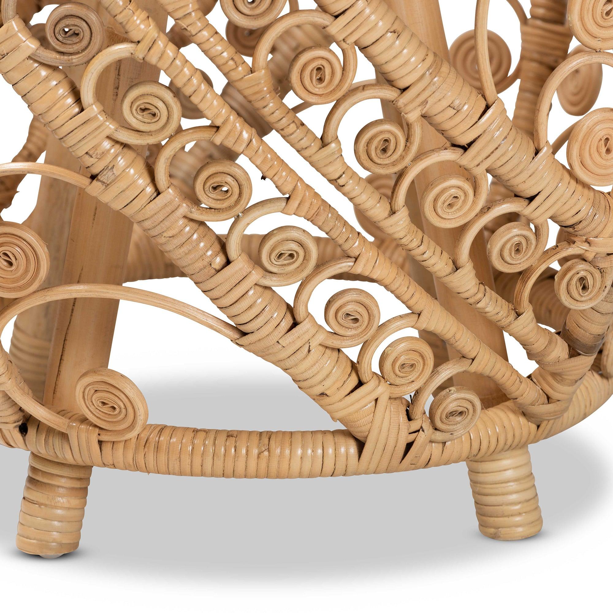 bali & pari Saranna Modern Bohemian Finished Rattan End Table