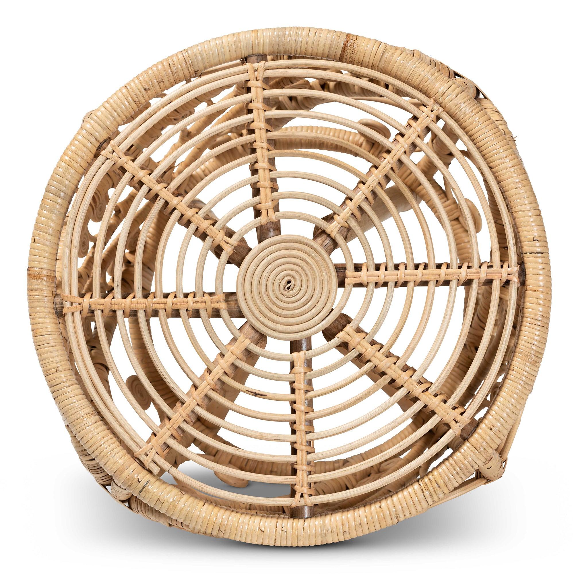 bali & pari Saranna Modern Bohemian Finished Rattan End Table