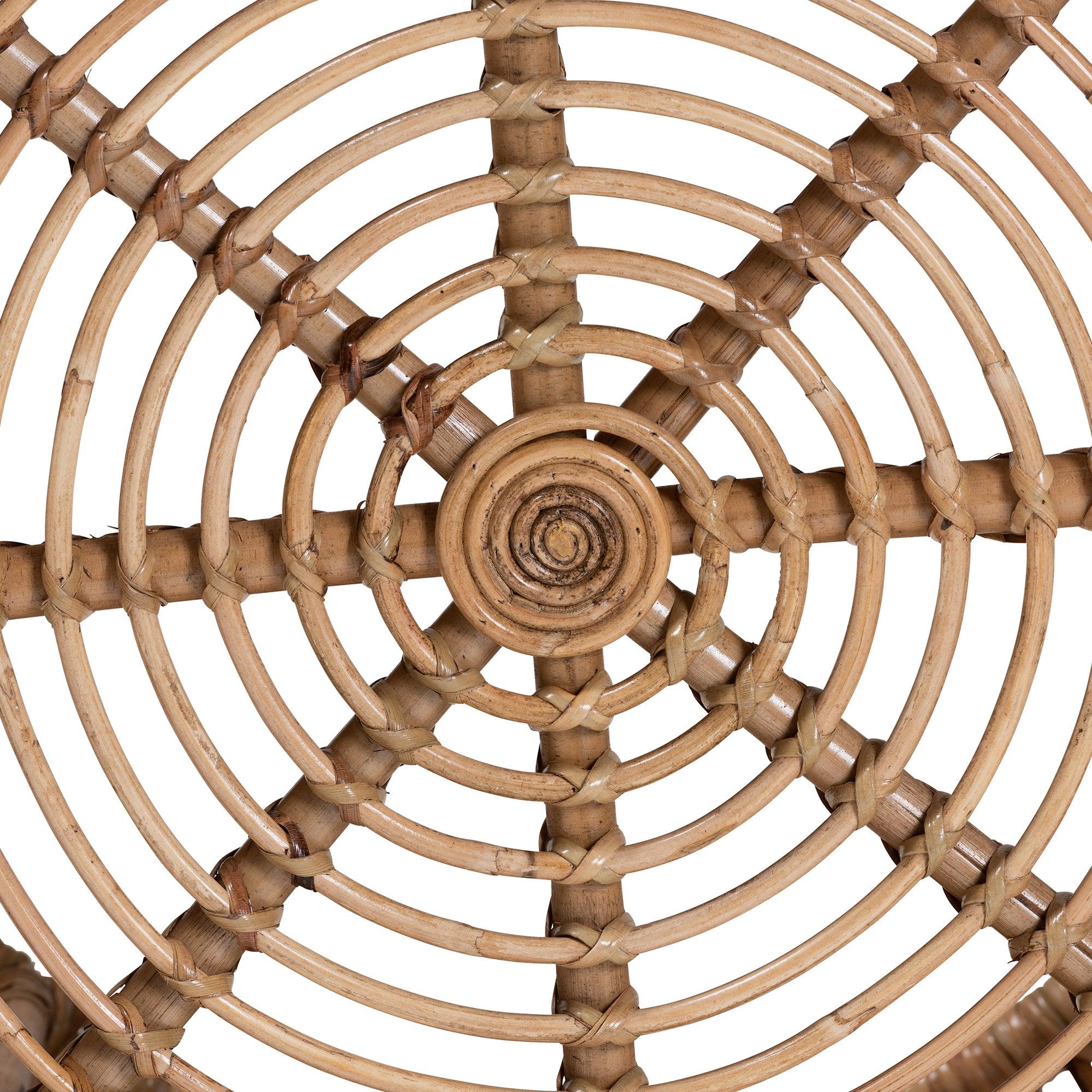 bali & pari Aliane Modern Bohemian Antique Rattan Coffee Table
