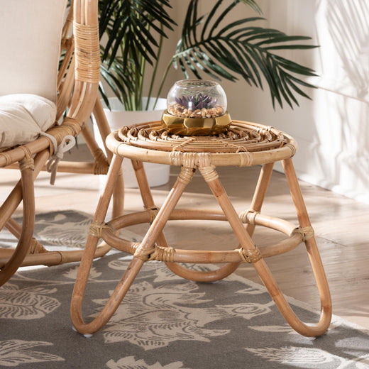 Bali & Pari Jacinda Modern Bohemian Rattan End Table