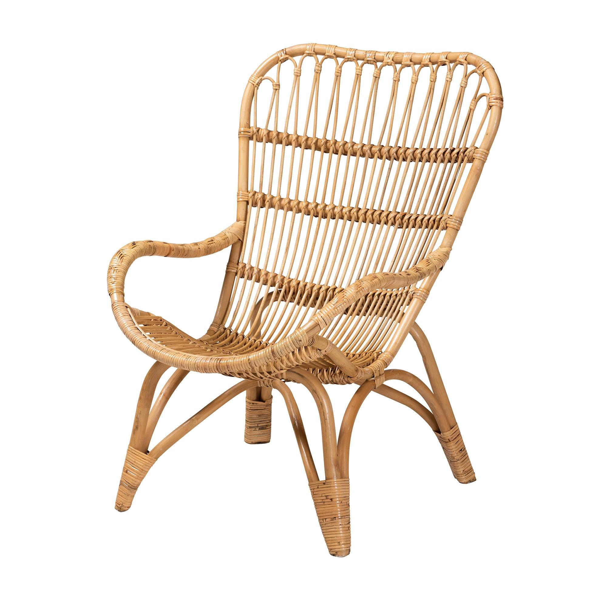 bali & pari Earvin Modern Bohemian Rattan Armchair