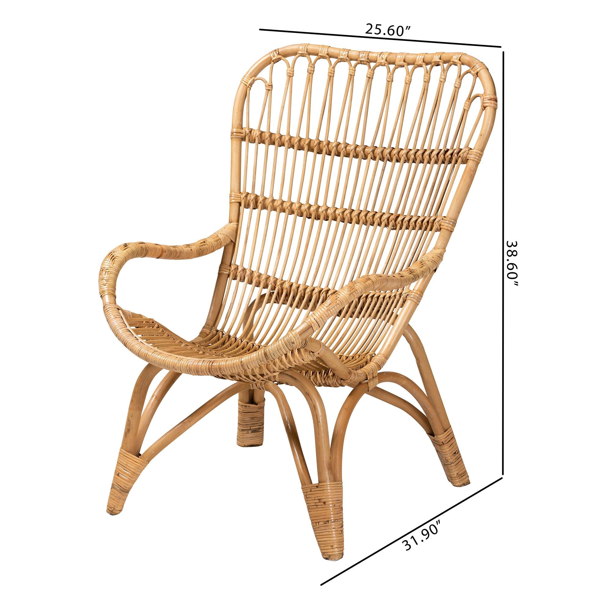 bali & pari Earvin Modern Bohemian Rattan Armchair