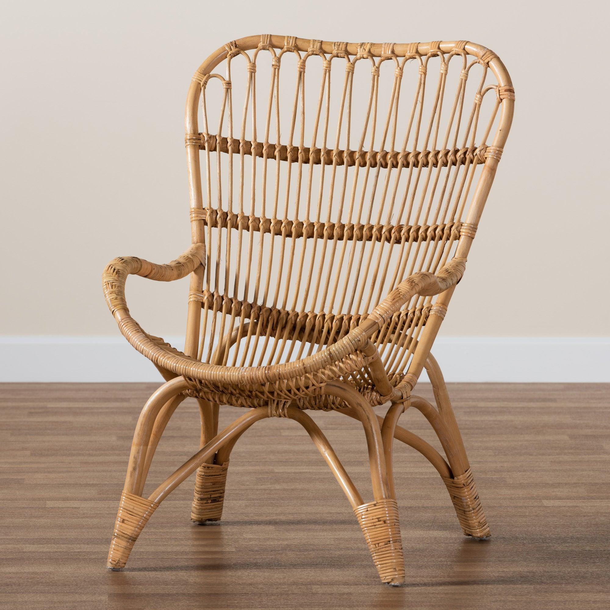 bali & pari Earvin Modern Bohemian Rattan Armchair