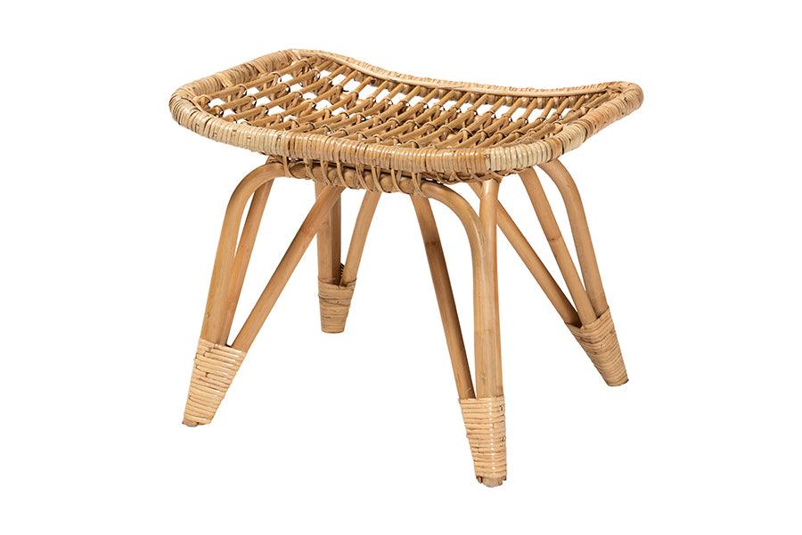 bali & pari Earvin Modern Bohemian Rattan Footstool