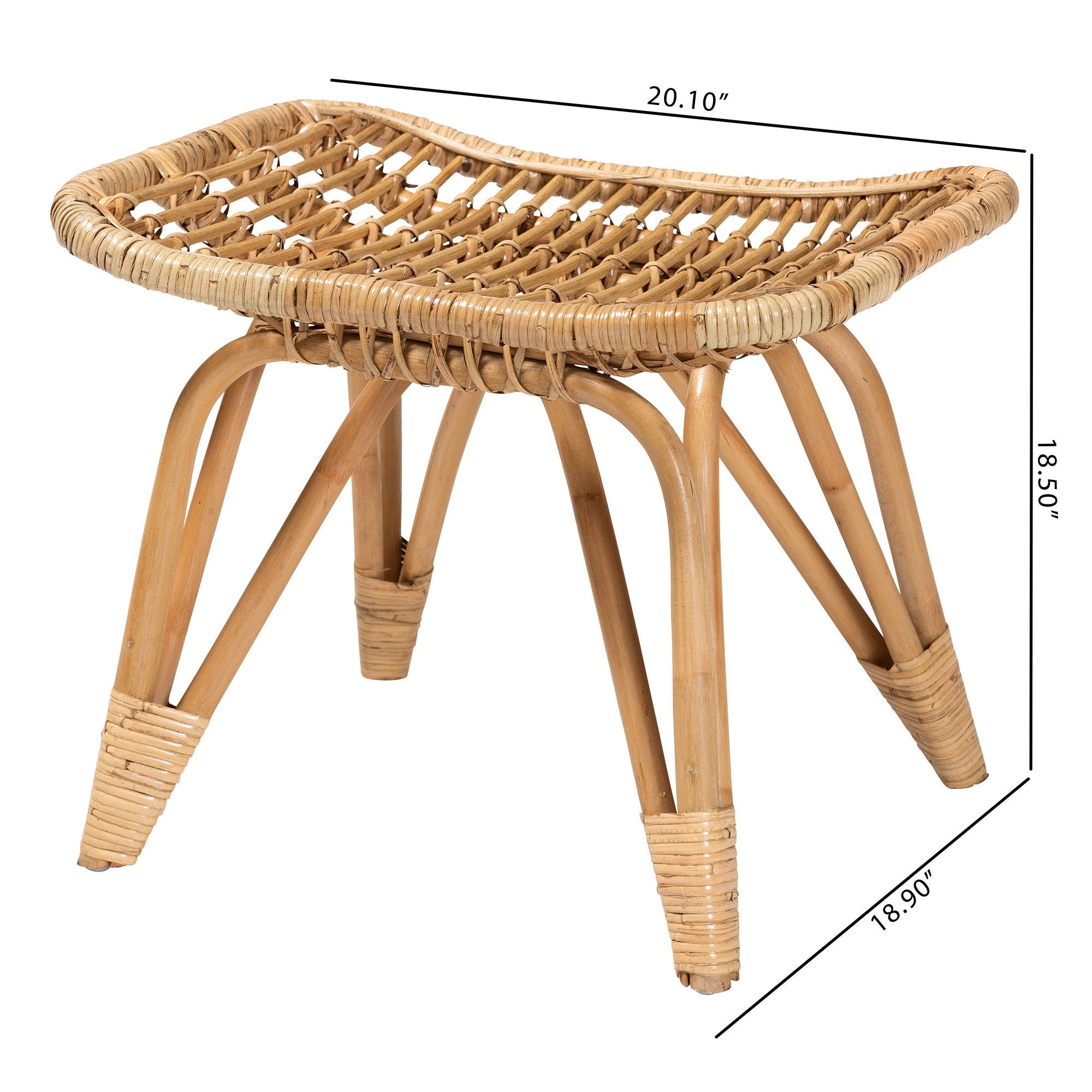 bali & pari Earvin Modern Bohemian Rattan Footstool