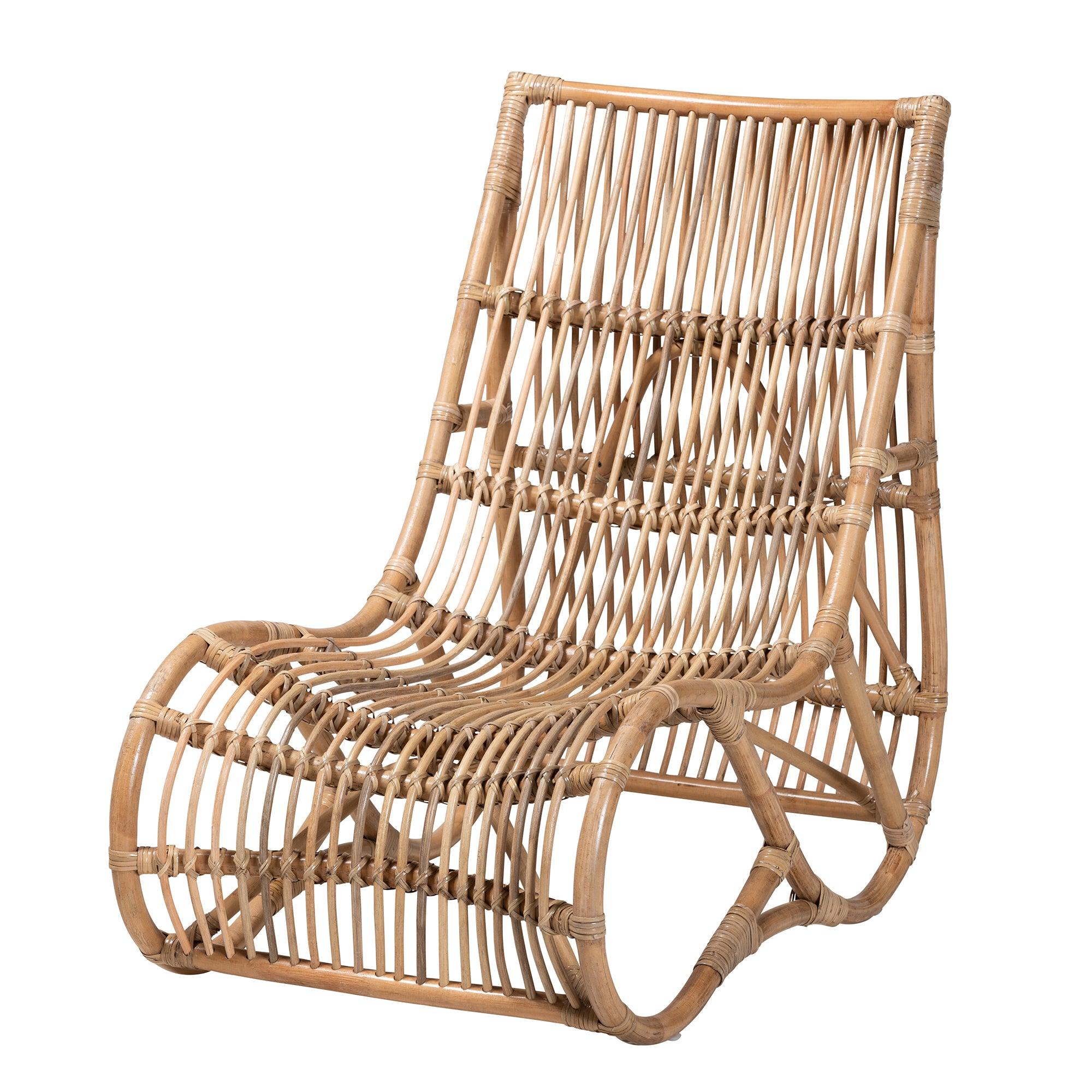 bali & pari Genera Modern Bohemian Rattan Lounge Chair