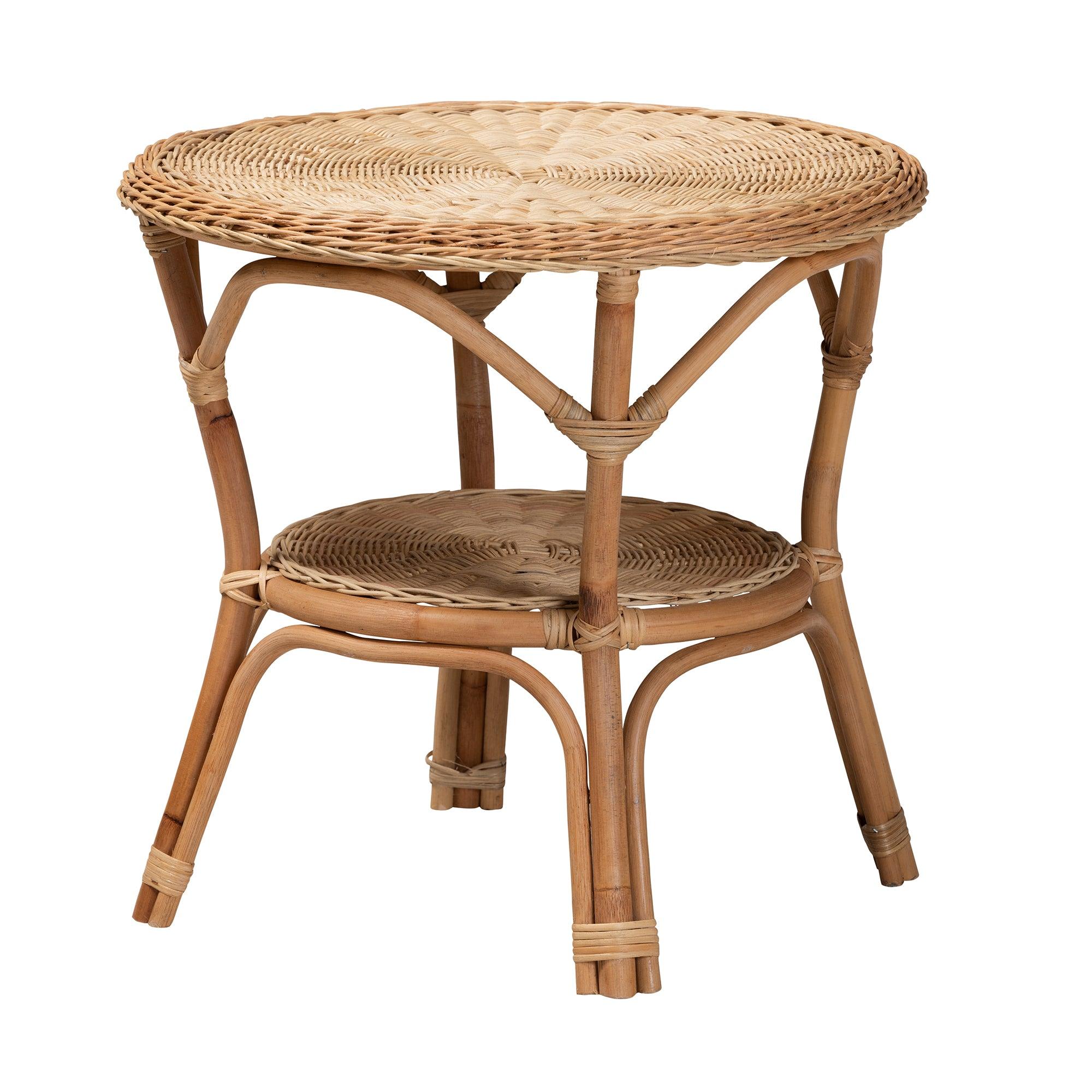 Abbey Modern Bohemian Antique Rattan 3-Piece Living Room Set