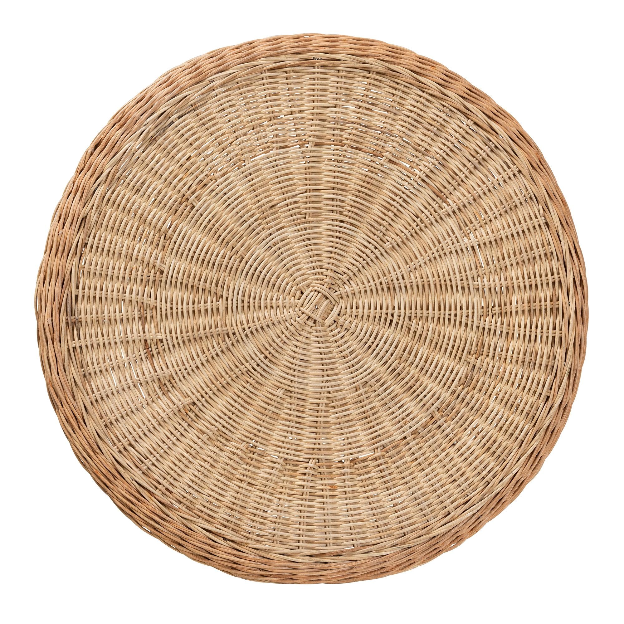 Abbey Modern Bohemian Antique Rattan 3-Piece Living Room Set