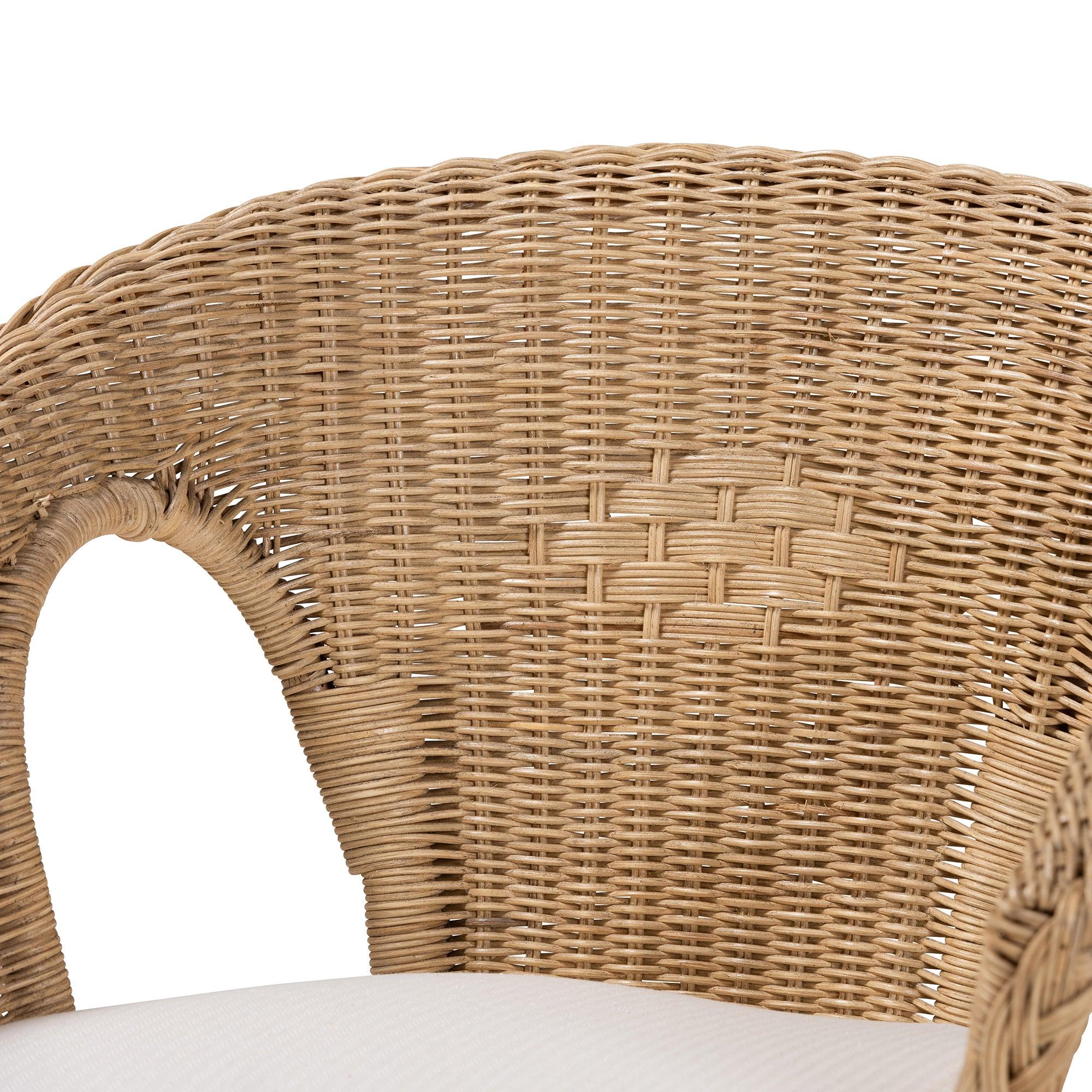 Abbey Modern Bohemian Antique Rattan 3-Piece Living Room Set