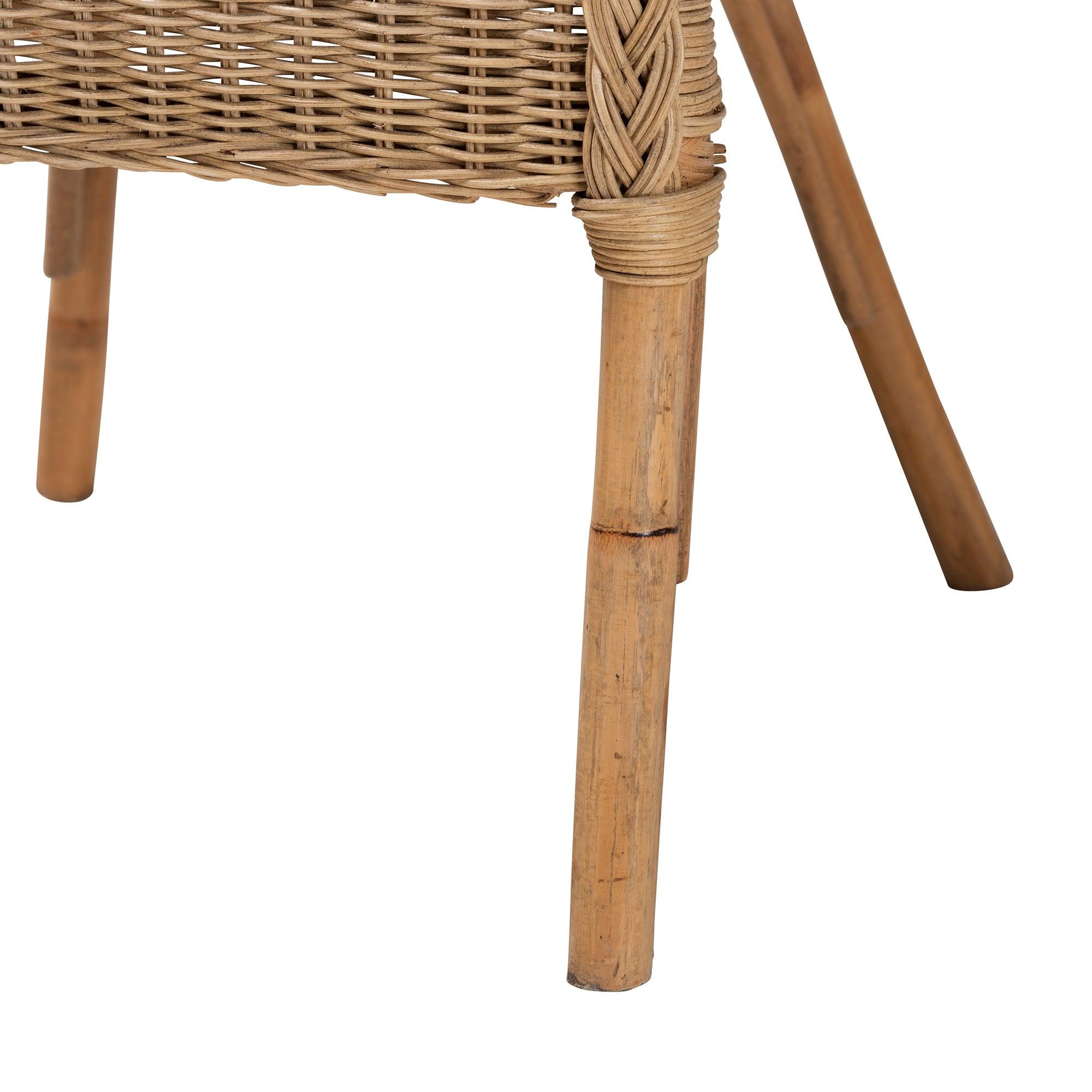 Abbey Modern Bohemian Antique Rattan 3-Piece Living Room Set