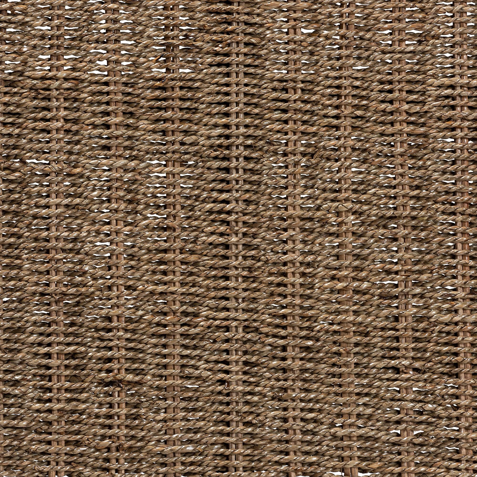 bali & pari Hermes Mid-Century Modern Transitional Seagrass and Mahogany Wood Bench