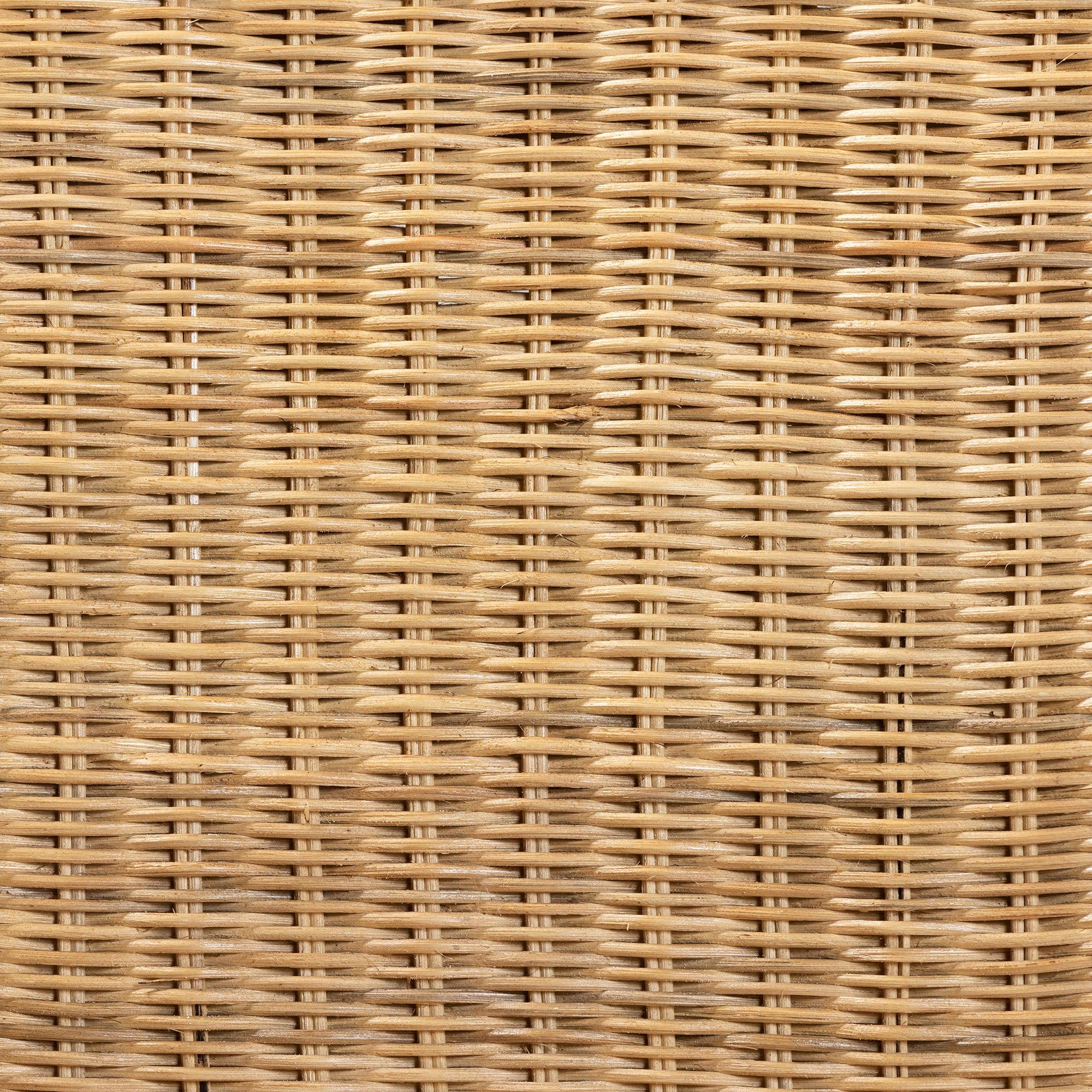 bali & pari Shamara Modern Bohemian Rattan and Mahogany Wood Dining Chair