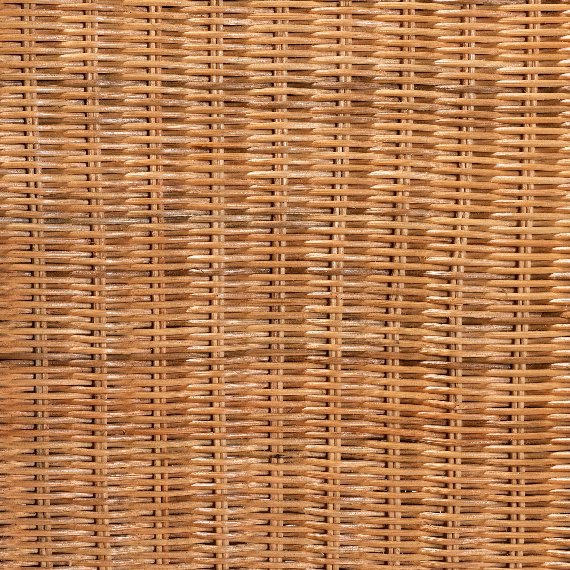 bali & pari Racquel Modern Bohemian Rattan and Mahogany Wood Counter Stool