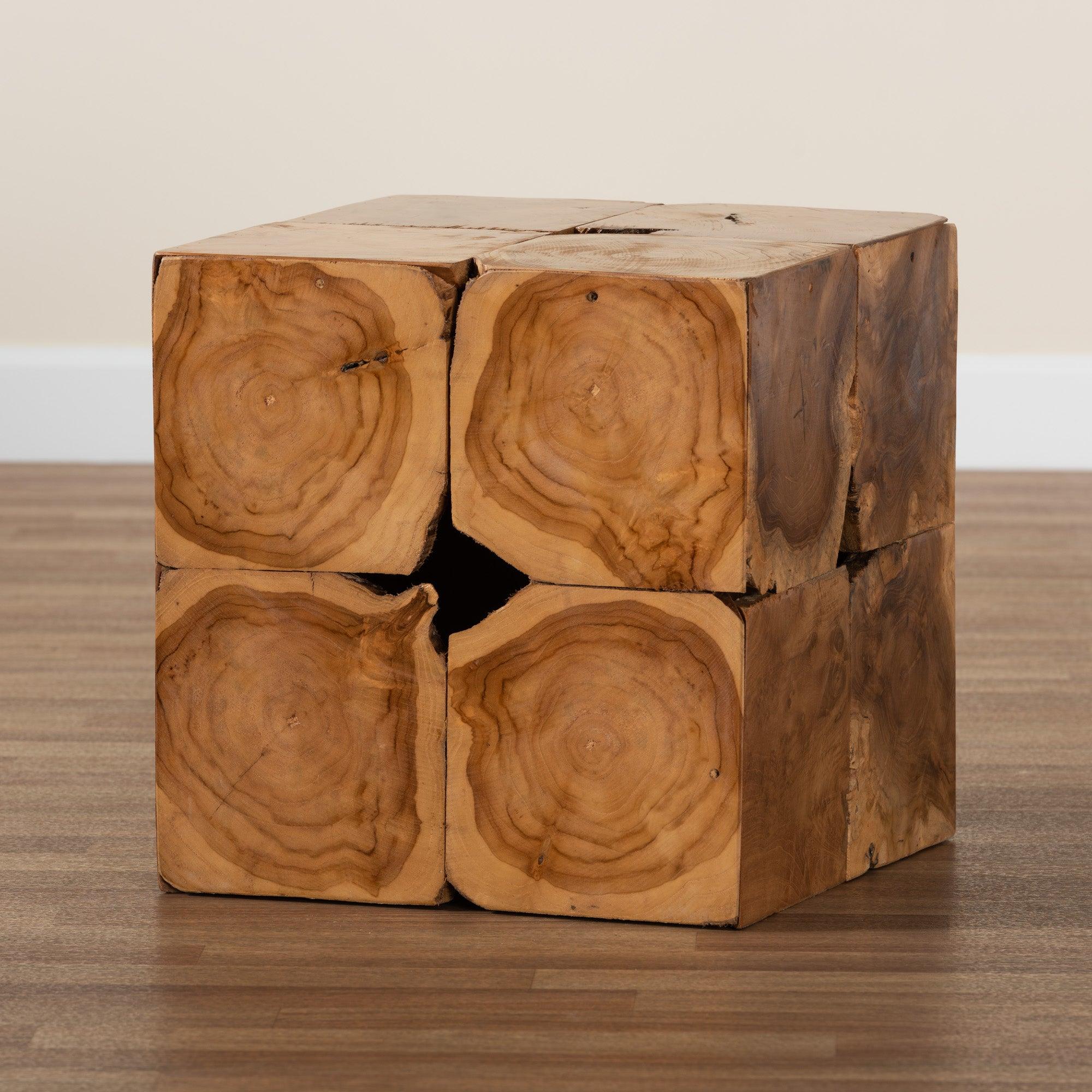bali & pari Eldora Rustic Transitional Teak Root End Table