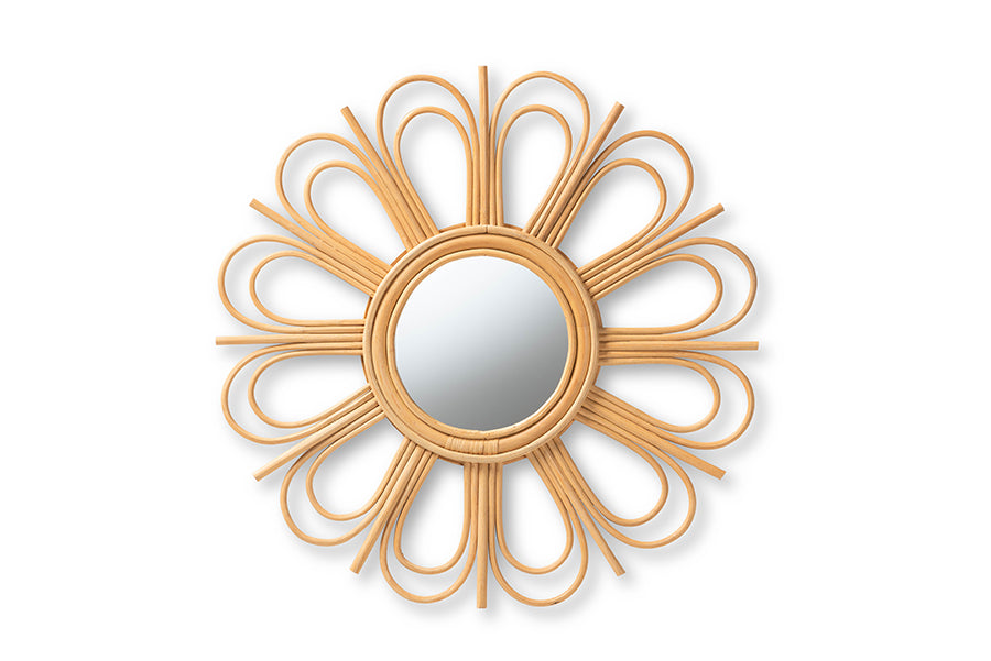 bali & pari Sakura Modern Bohemian Rattan Accent Wall Mirror