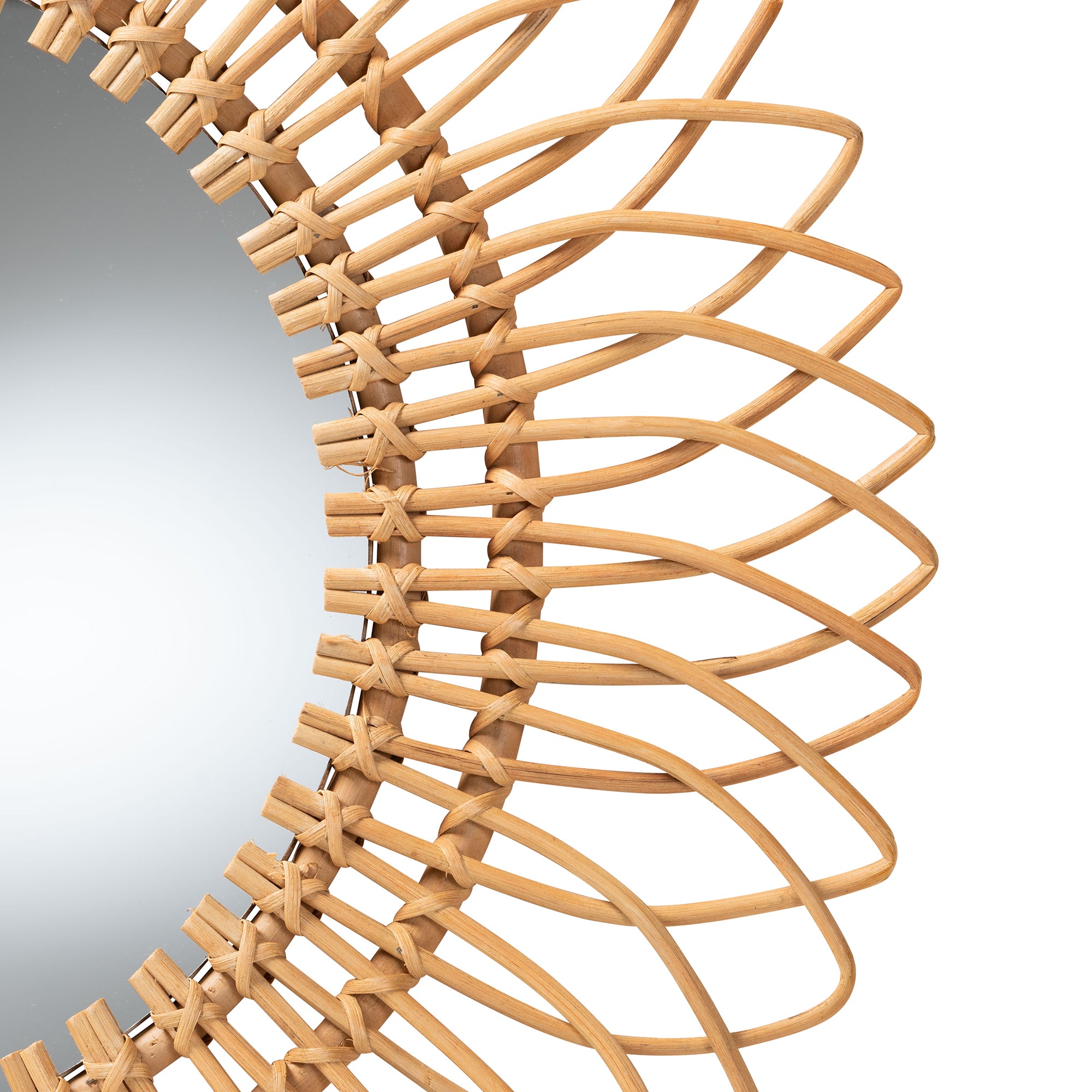 bali & pari Bora Modern Bohemian Rattan Accent Wall Mirror