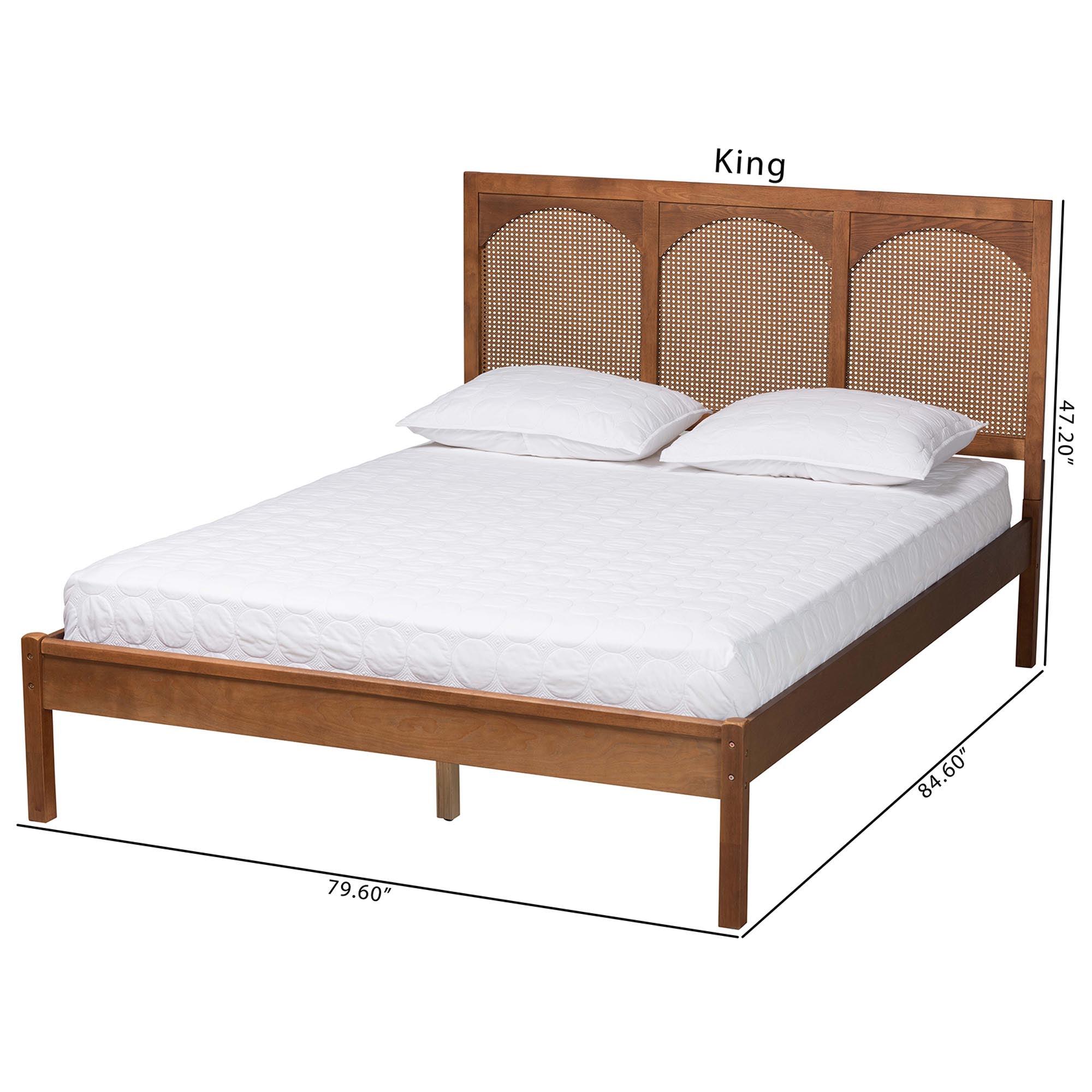 Blossom Classic and Traditional Ash Finished Wood and Rattan Platform Bed