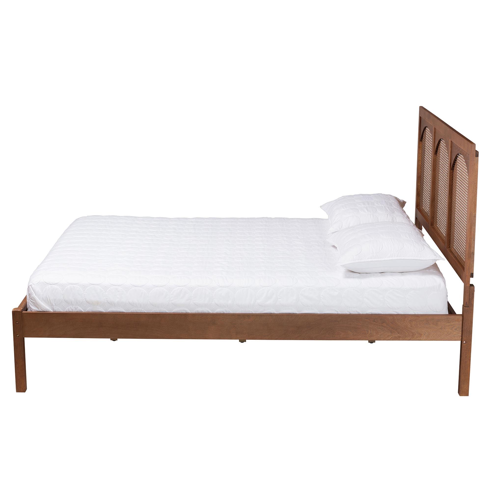 Blossom Classic and Traditional Ash Finished Wood and Rattan Platform Bed