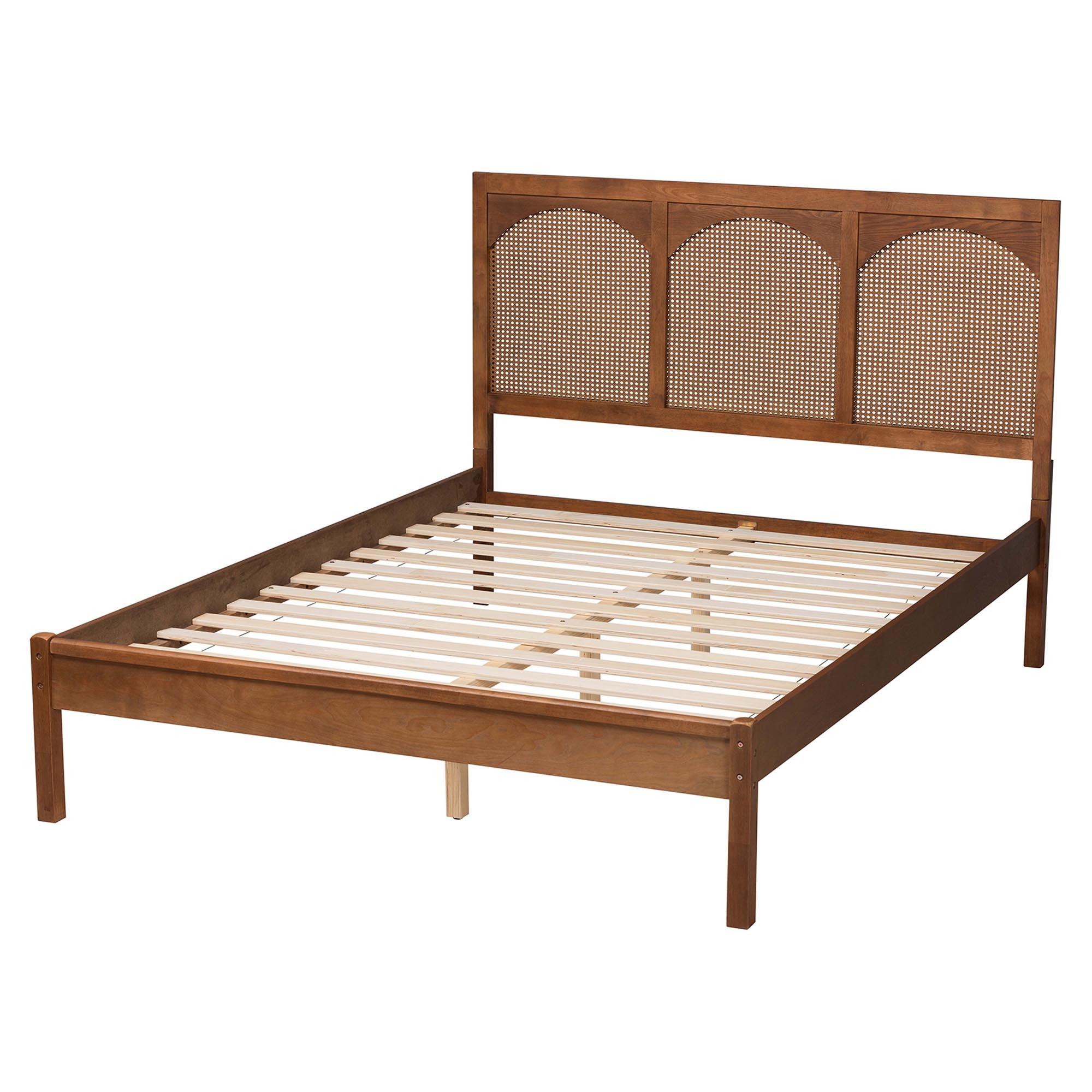 Blossom Classic and Traditional Ash Finished Wood and Rattan Platform Bed