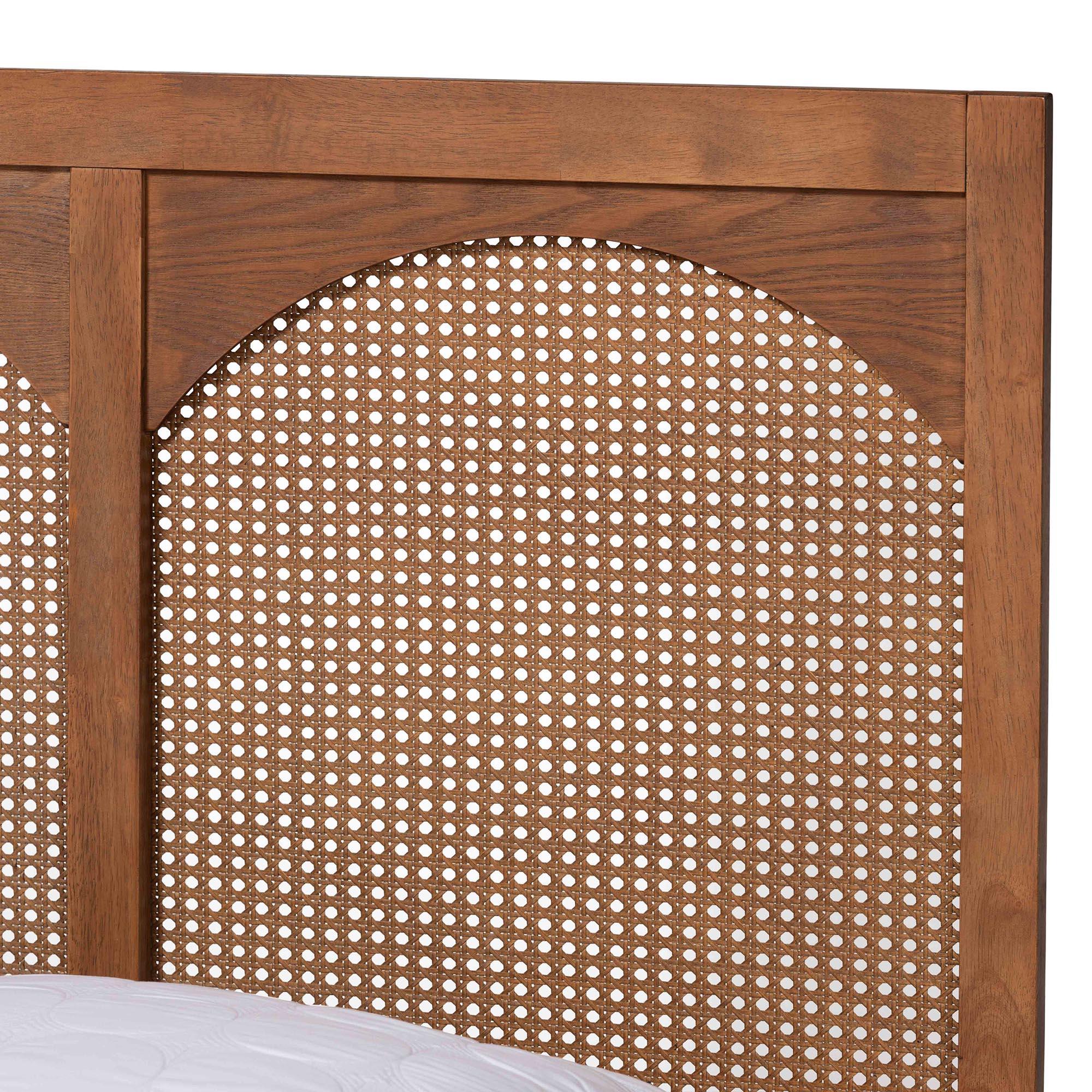 Blossom Classic and Traditional Ash Finished Wood and Rattan Platform Bed
