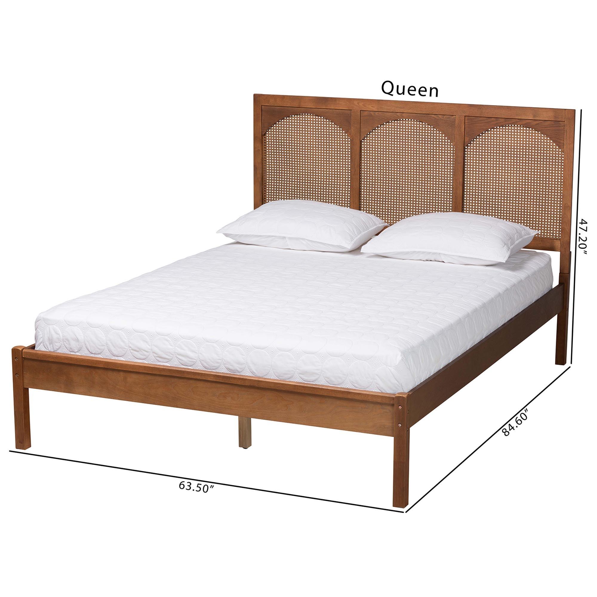 Blossom Classic and Traditional Ash Finished Wood and Rattan Platform Bed