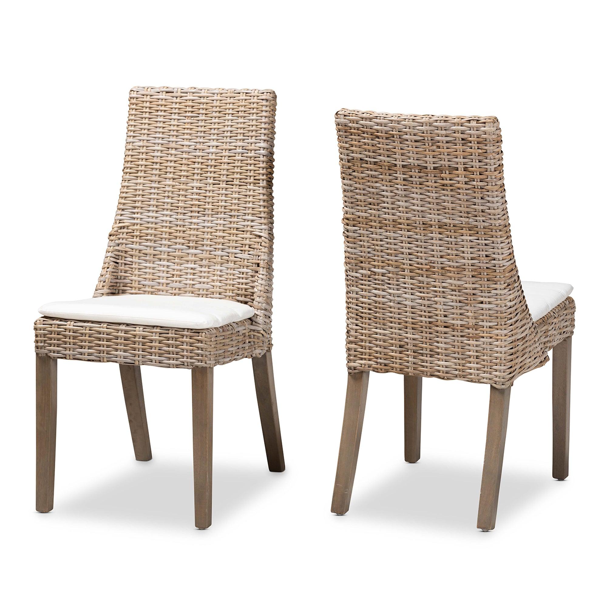 bali & pari Toby Modern Bohemian Rattan 2-Piece Dining Chair Set