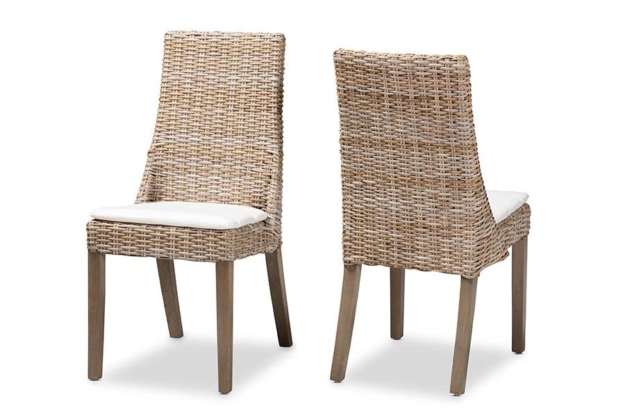 bali & pari Toby Modern Bohemian Rattan 2-Piece Dining Chair Set
