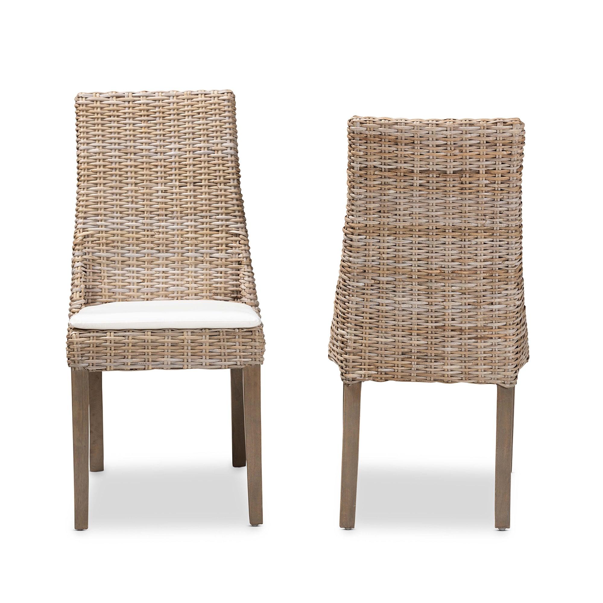 bali & pari Toby Modern Bohemian Rattan 2-Piece Dining Chair Set