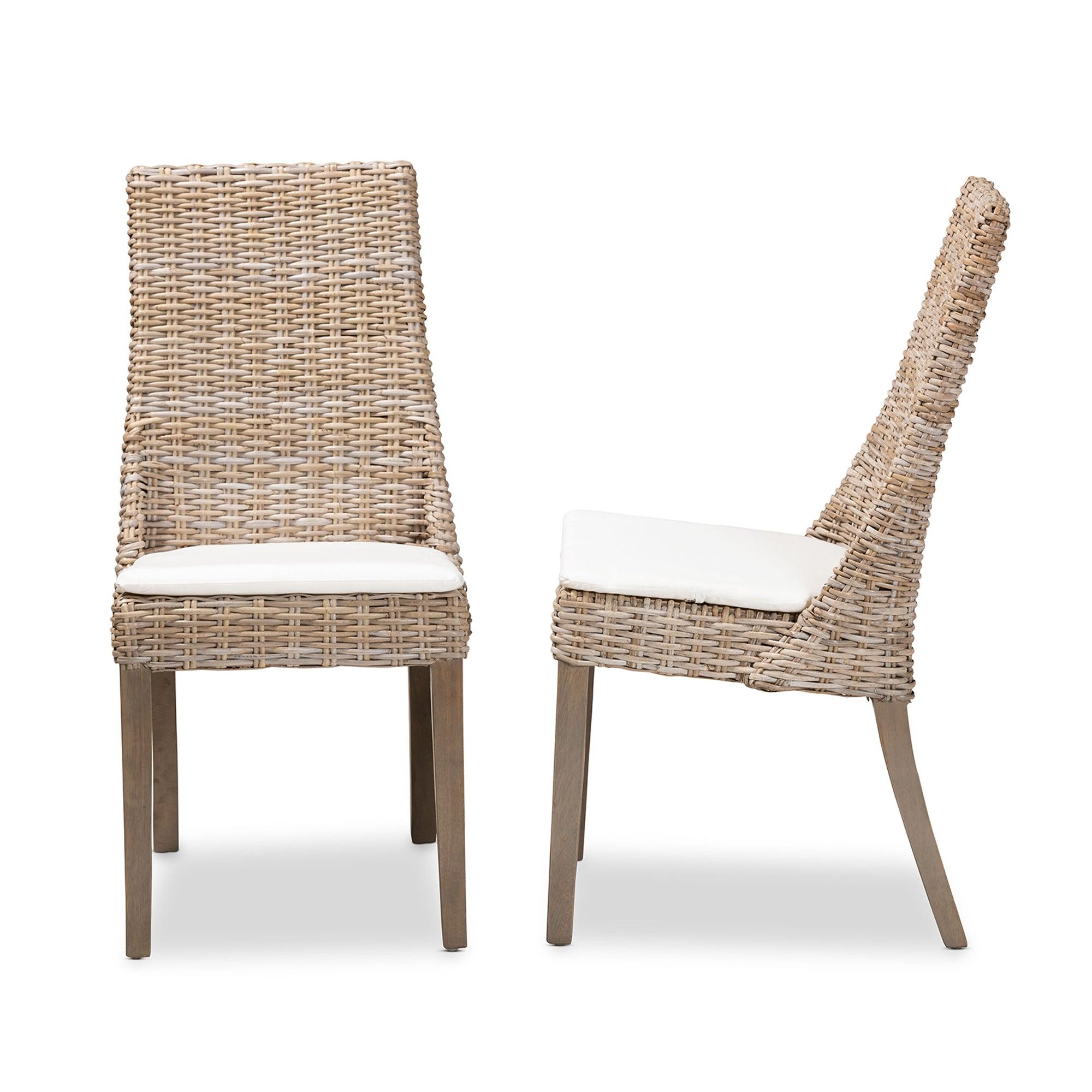 bali & pari Toby Modern Bohemian Rattan 2-Piece Dining Chair Set