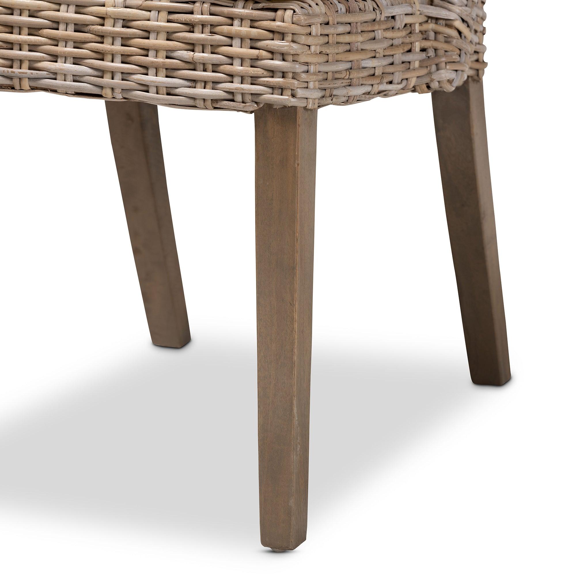 bali & pari Toby Modern Bohemian Rattan 2-Piece Dining Chair Set