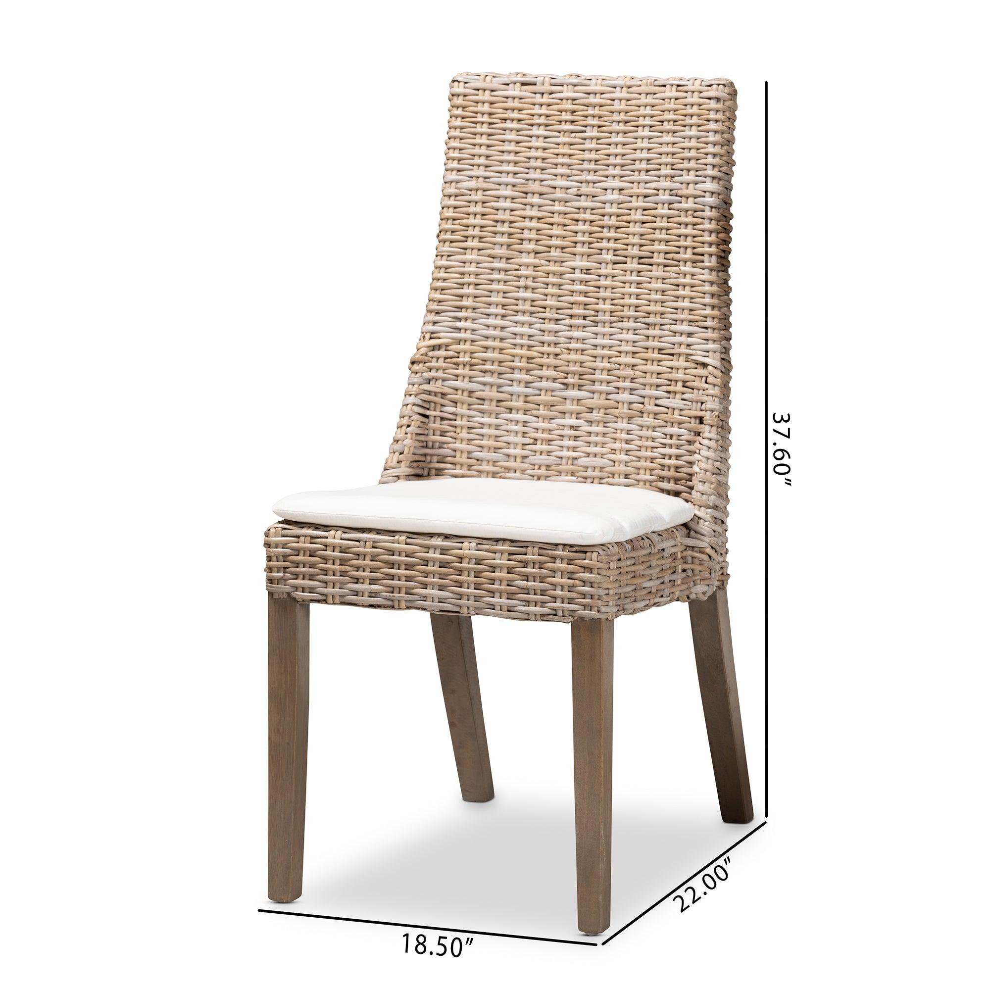 bali & pari Toby Modern Bohemian Rattan 2-Piece Dining Chair Set
