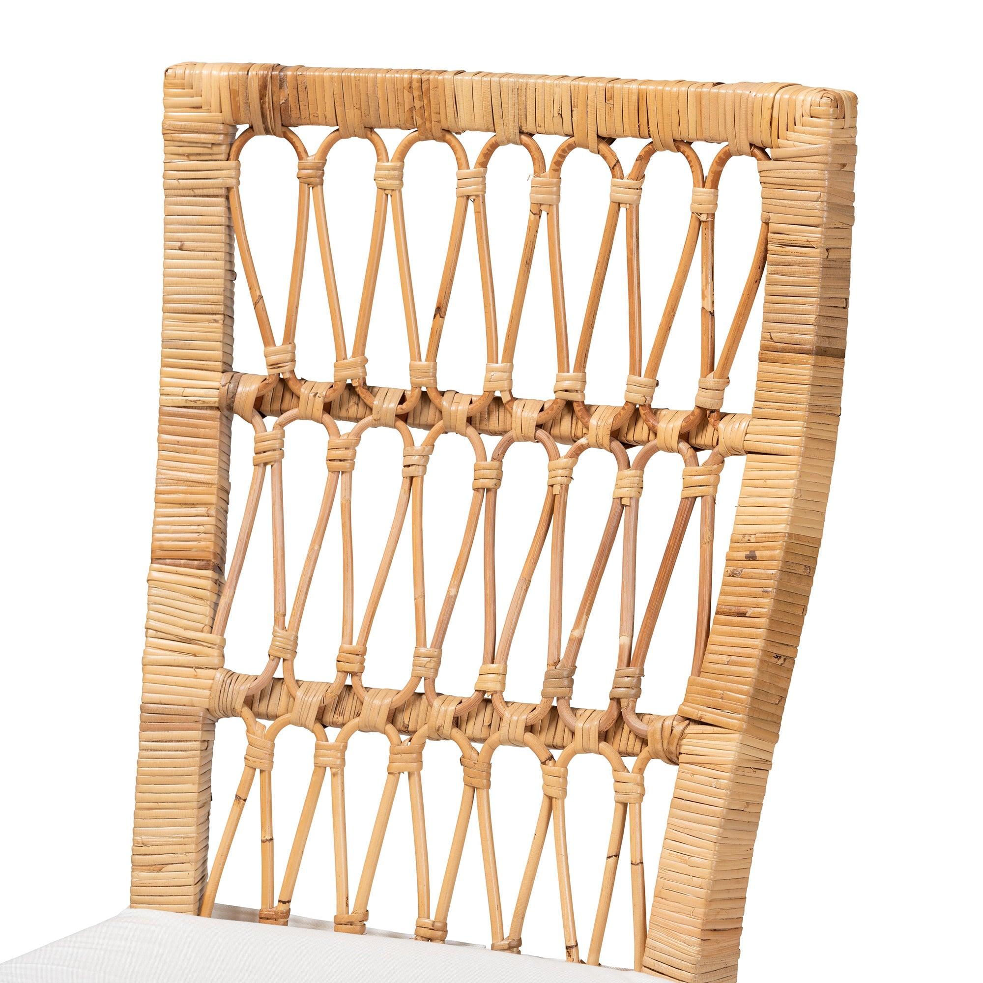 bali & pari Sullivan Modern Bohemian Rattan 2-Piece Dining Chair Set