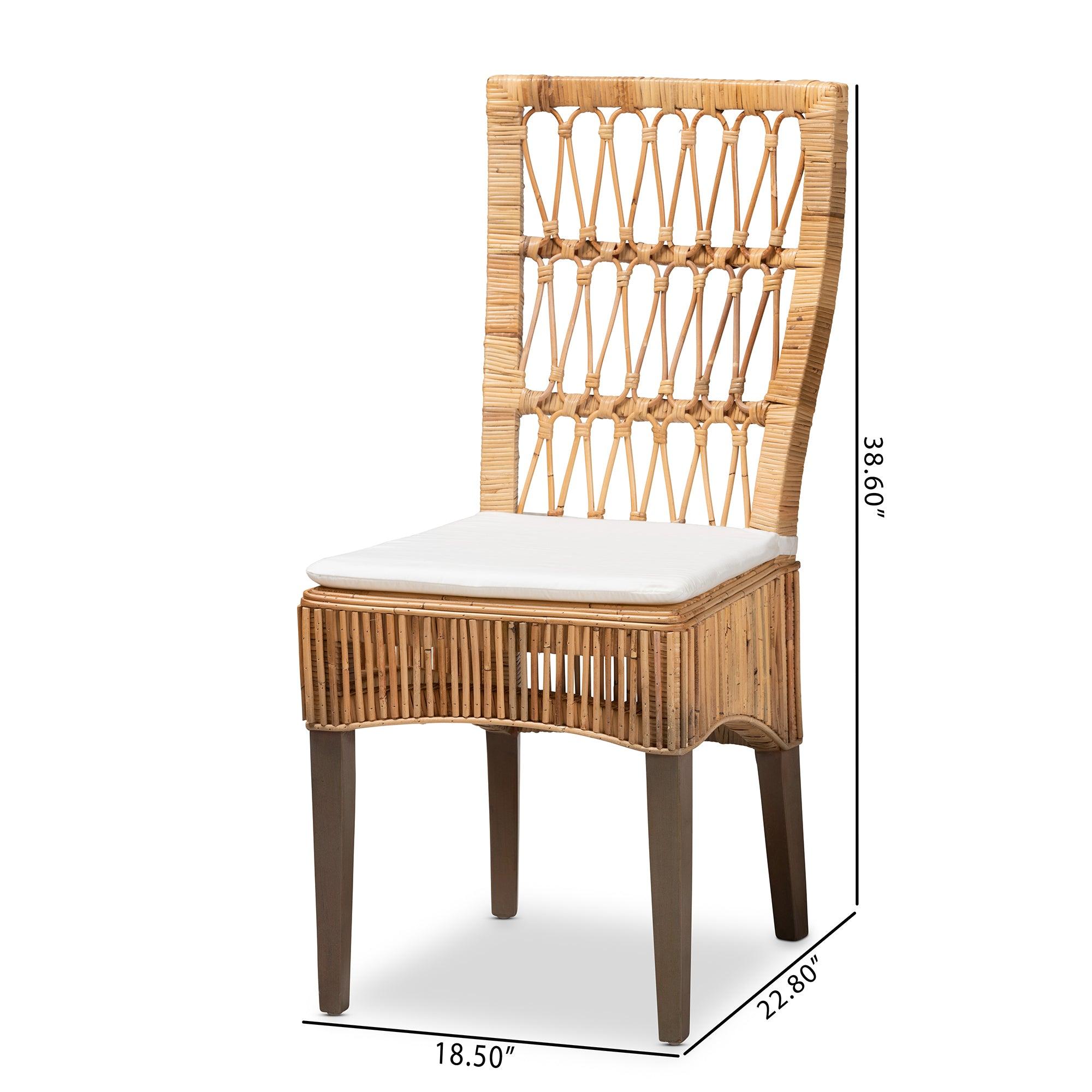 bali & pari Sullivan Modern Bohemian Rattan 2-Piece Dining Chair Set