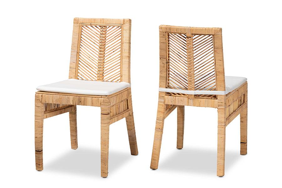 bali & pari Suci Modern Bohemian Rattan 2-Piece Dining Chair Set