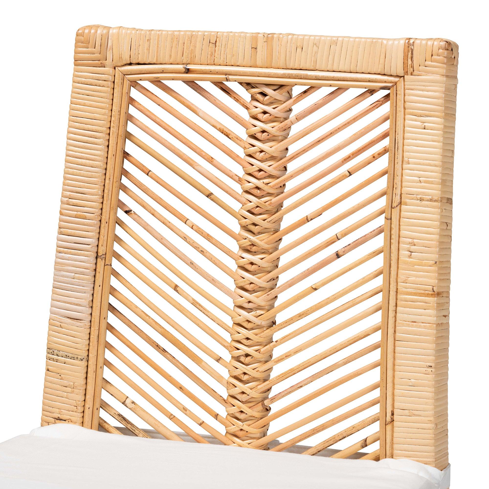 bali & pari Suci Modern Bohemian Rattan 2-Piece Dining Chair Set