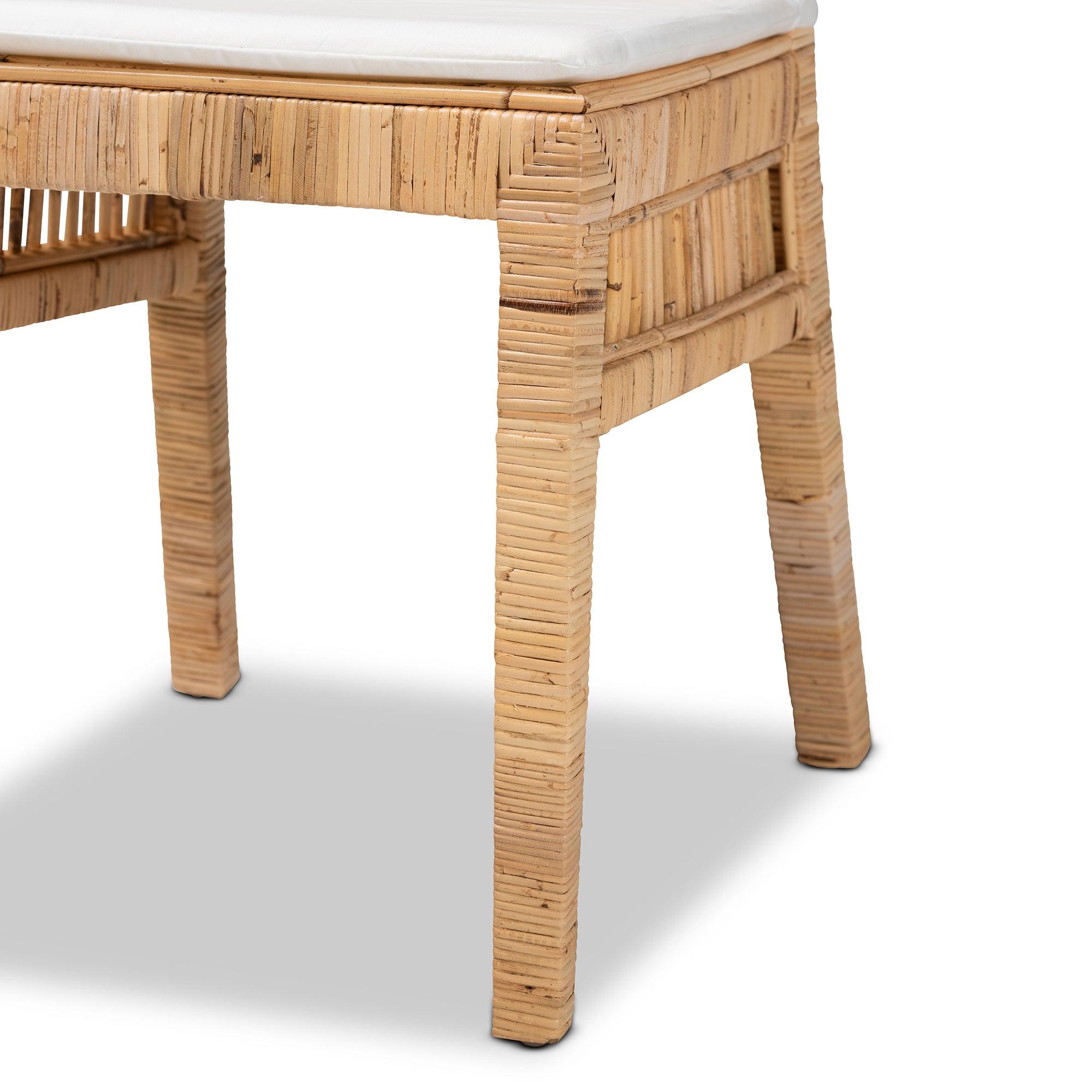 bali & pari Suci Modern Bohemian Rattan 2-Piece Dining Chair Set