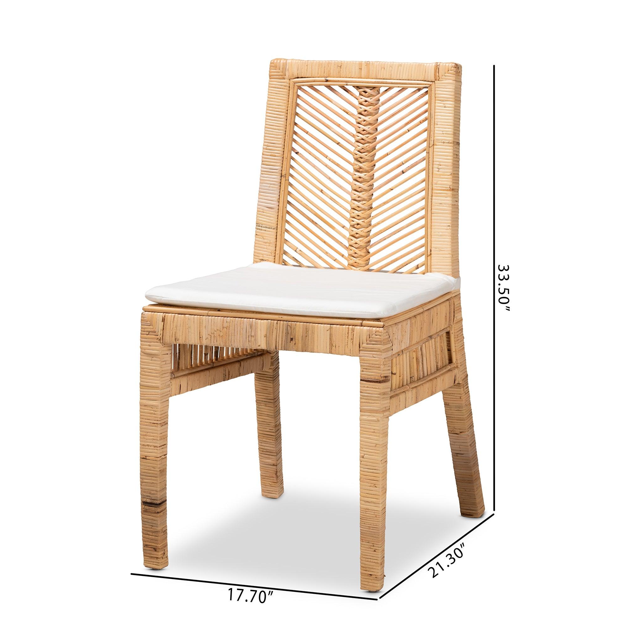 bali & pari Suci Modern Bohemian Rattan 2-Piece Dining Chair Set