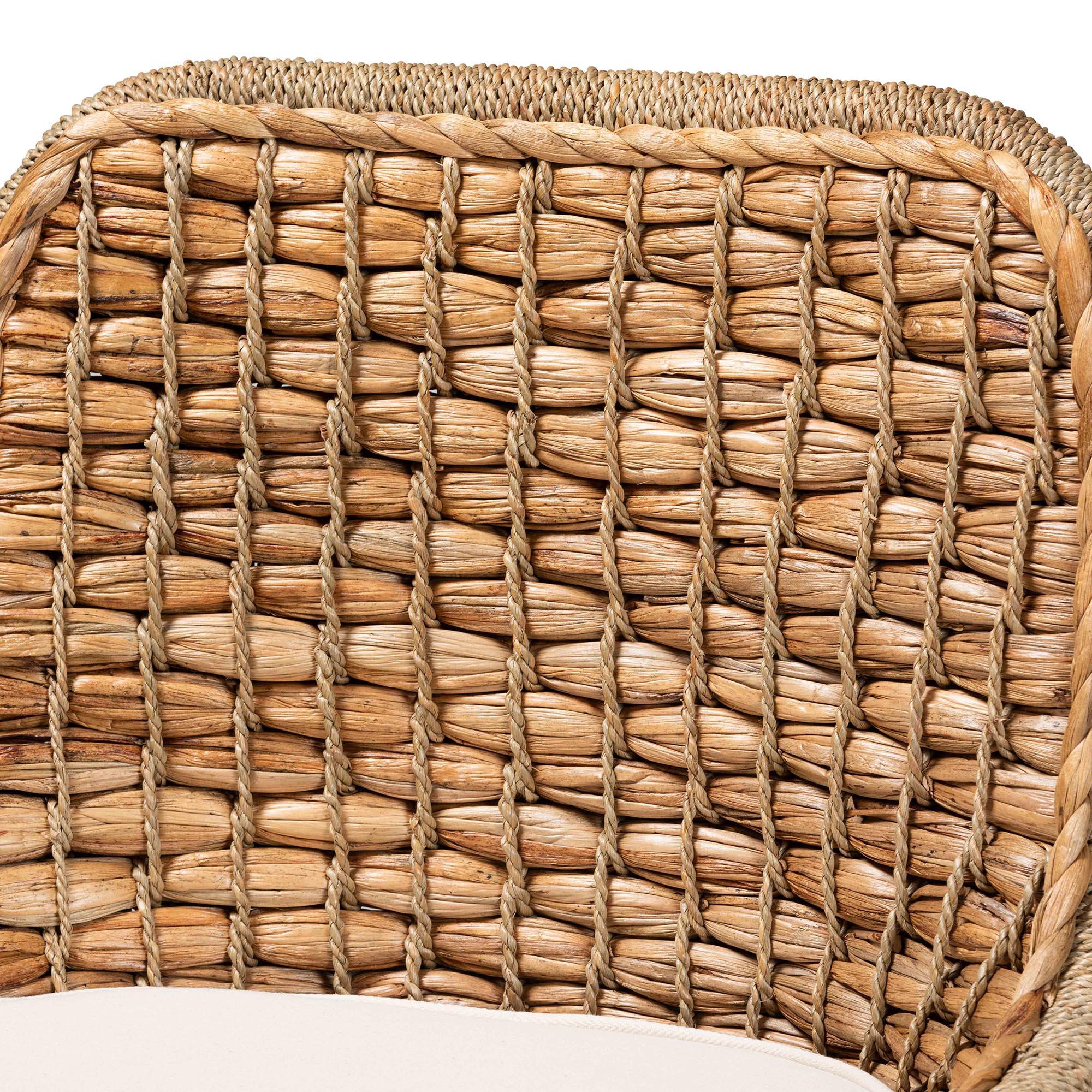 bali & pari Kyle Modern Bohemian Woven Rattan Dining Side Chair With Cushion
