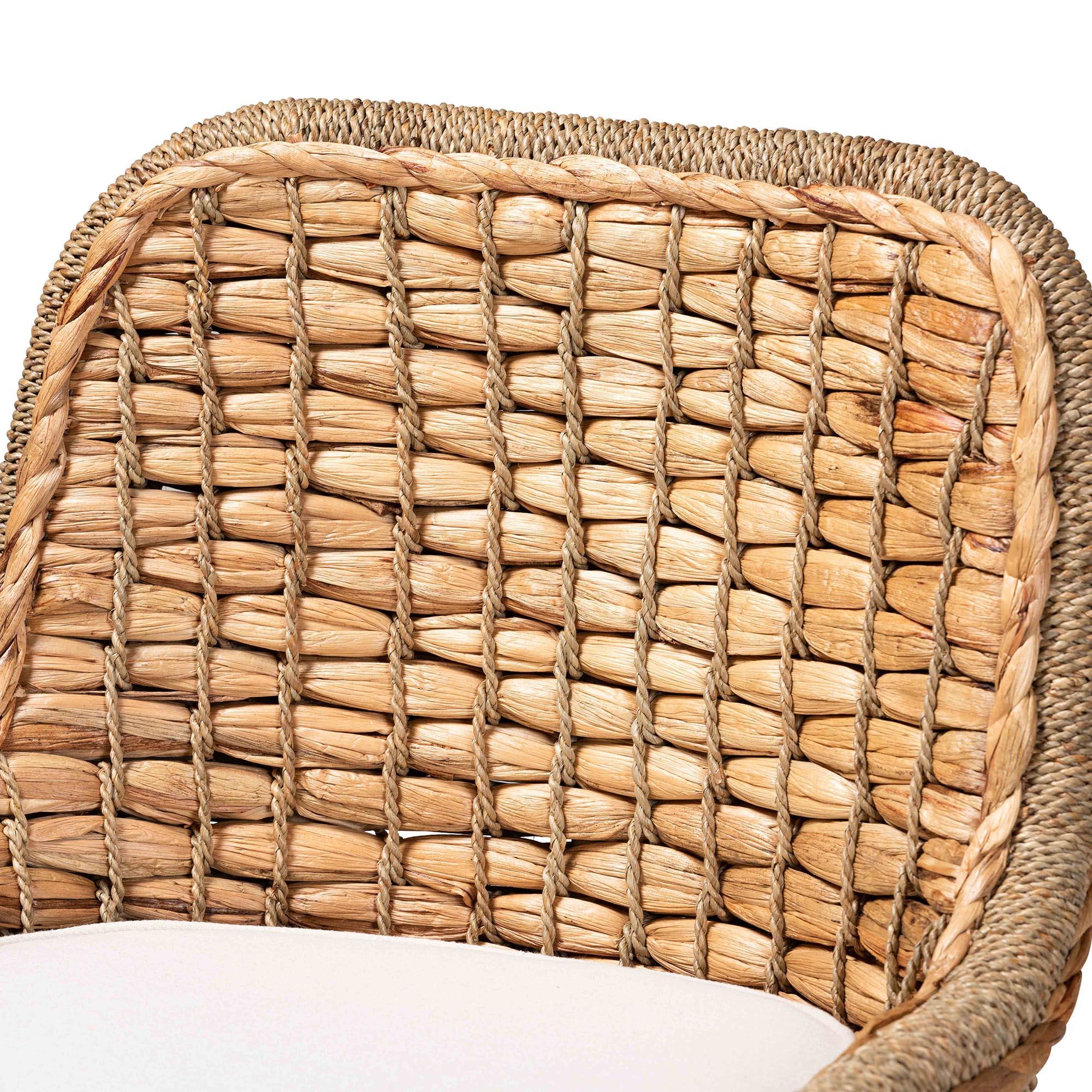 bali & pari Kyle Modern Bohemian Woven Rattan Counter Stool with Cushion