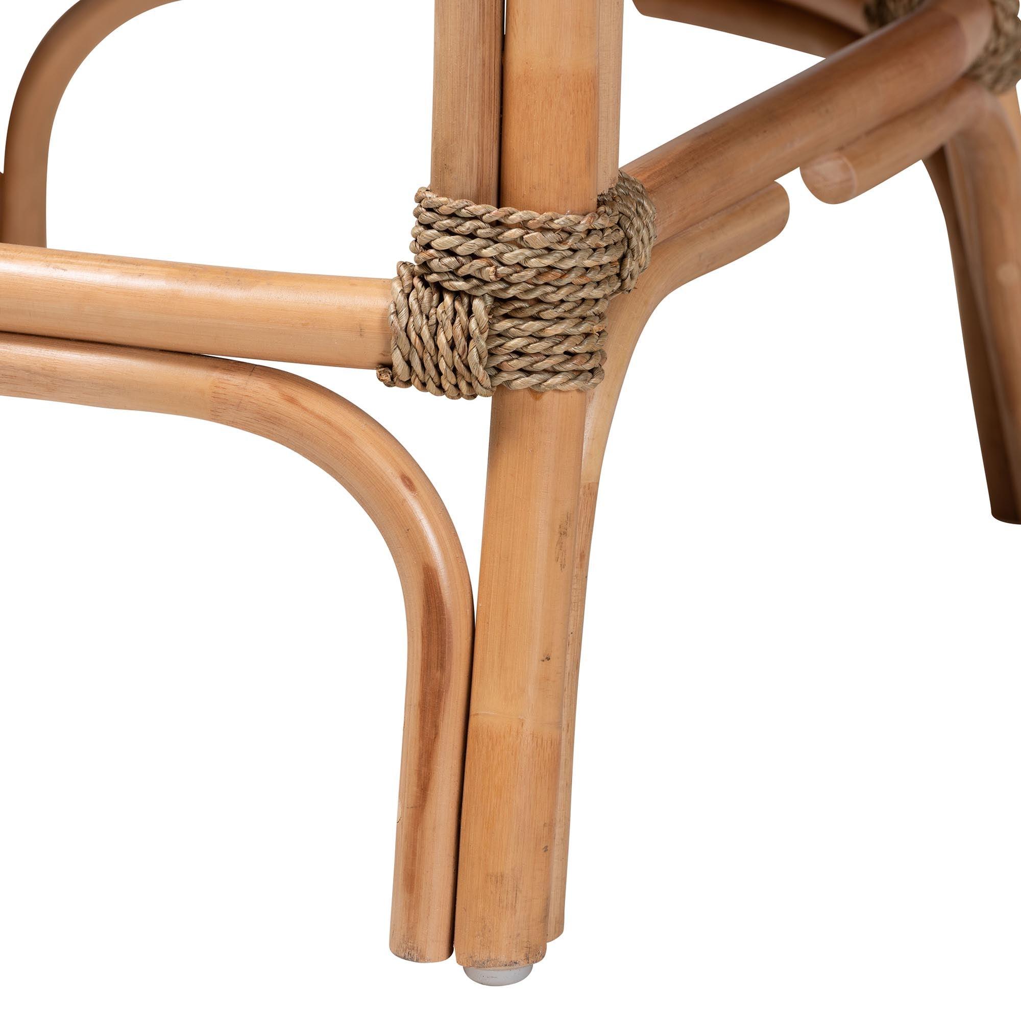 bali & pari Kyle Modern Bohemian Woven Rattan Counter Stool with Cushion