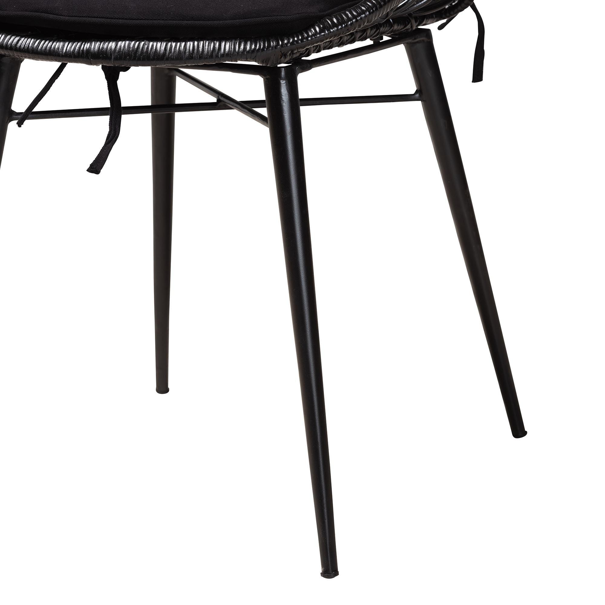 Sabelle Modern Bohemian Finished Wood and Rattan 5-Piece Dining Set
