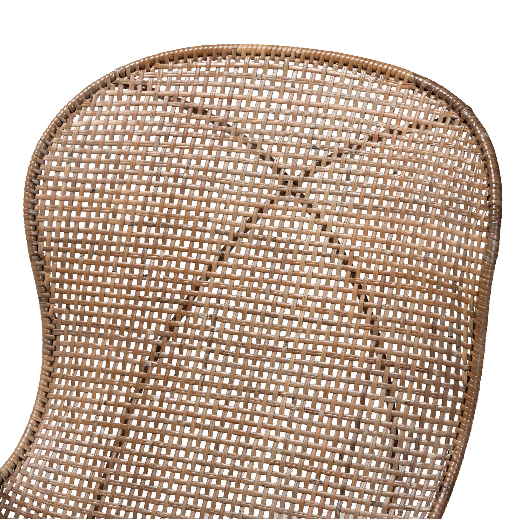 bali & pari Sabelle Japandi washed Rattan and Metal 2-Piece Dining Chair Set