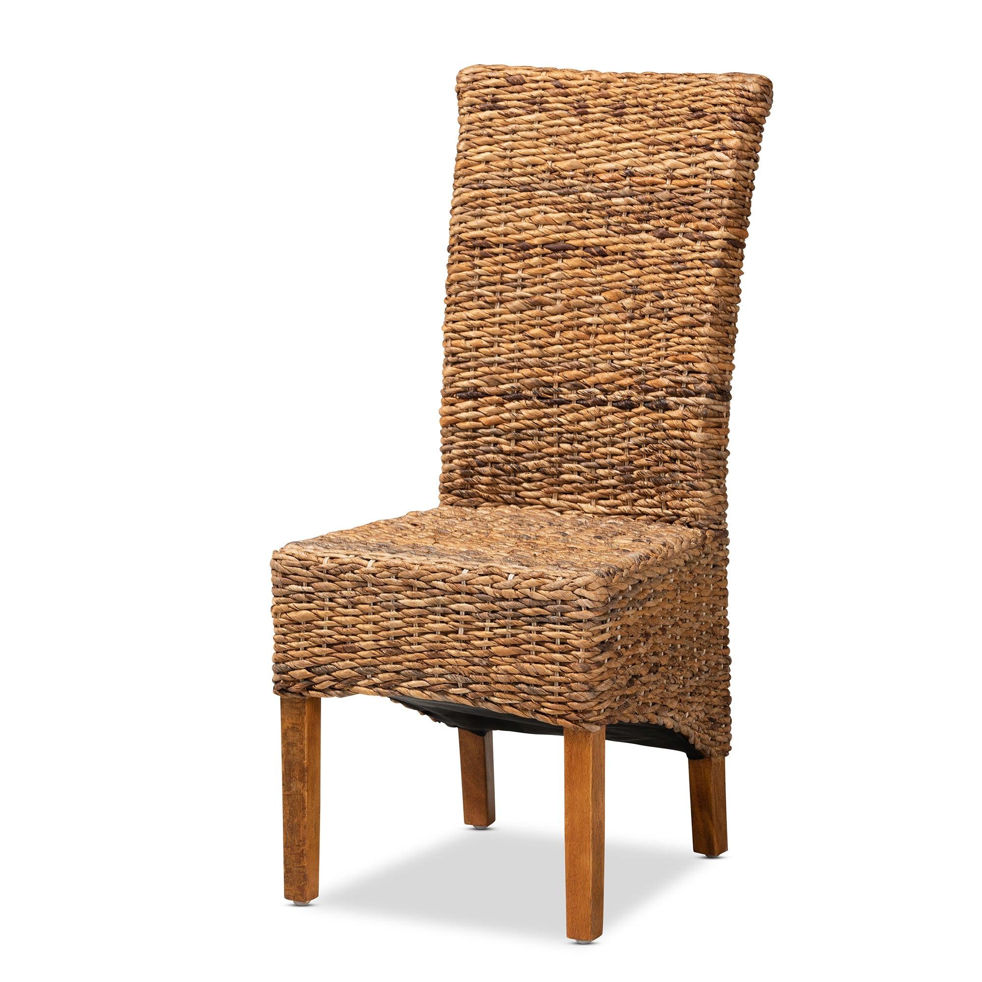 bali & pari Trianna Rustic Transitional Seagrass and Finished Wood Dining Chair