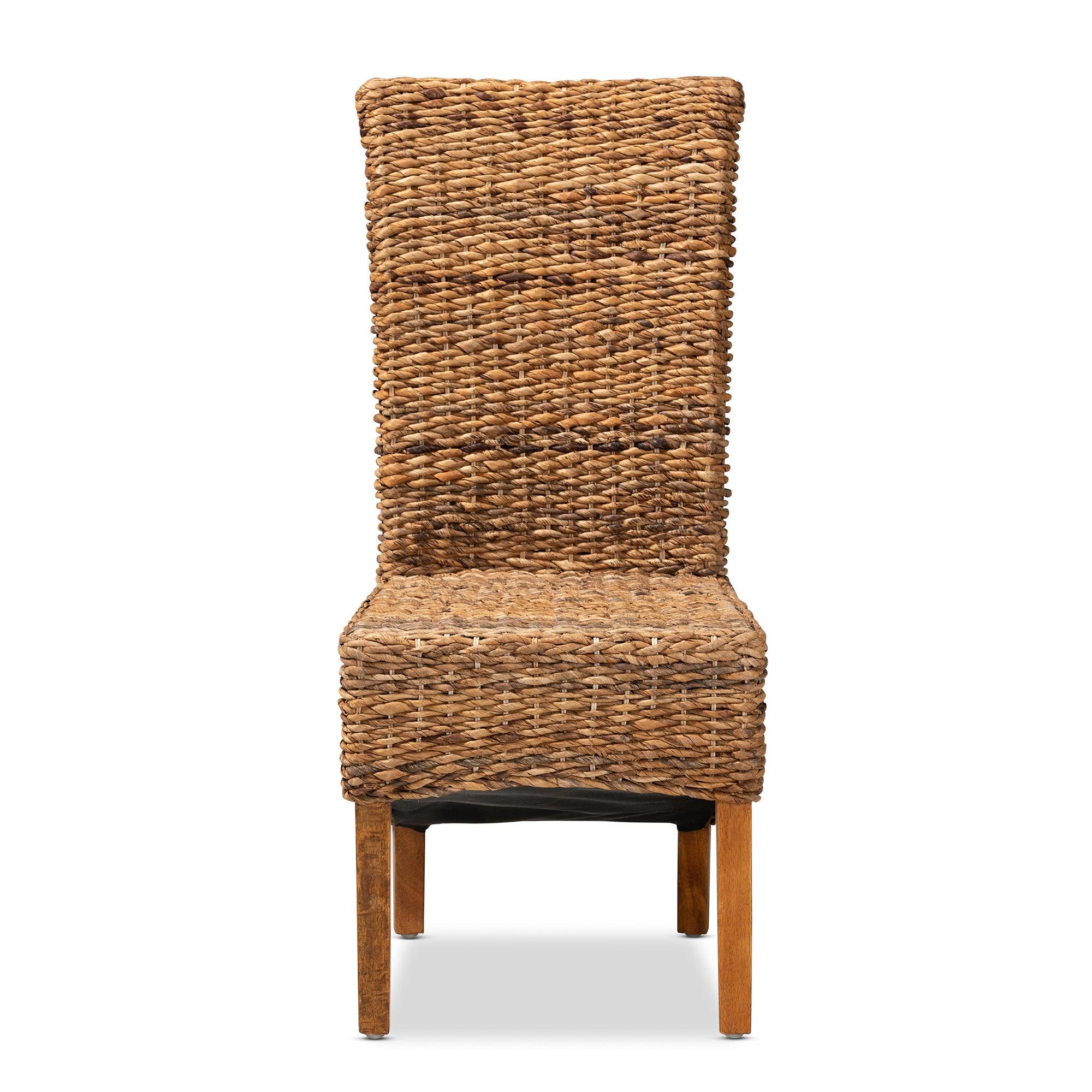 bali & pari Trianna Rustic Transitional Seagrass and Finished Wood Dining Chair