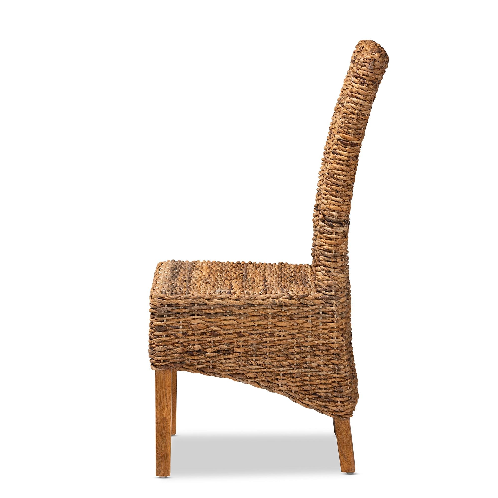 bali & pari Trianna Rustic Transitional Seagrass and Finished Wood Dining Chair